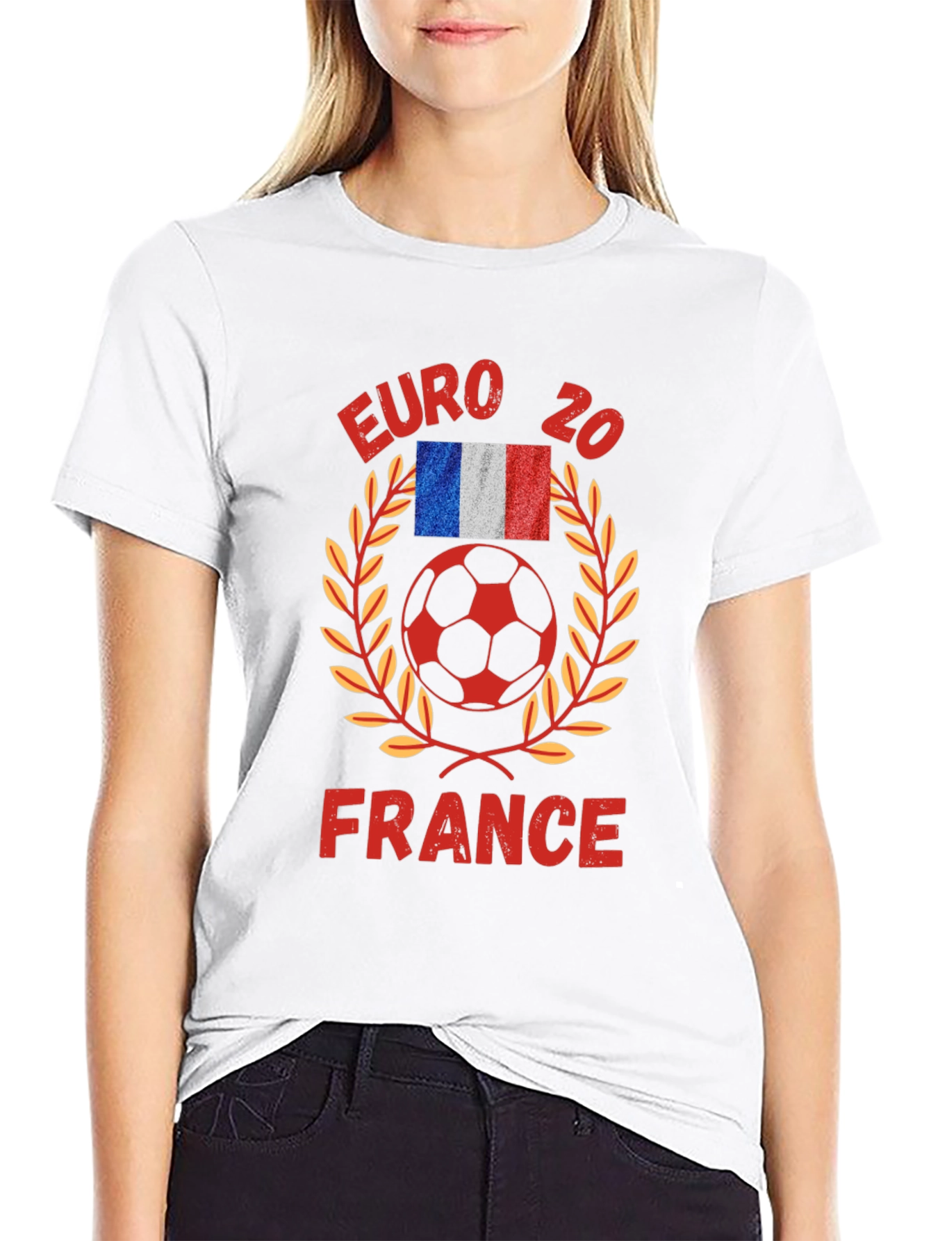 Black Euro 20 France Soccer Graphic T-Shirt view 9