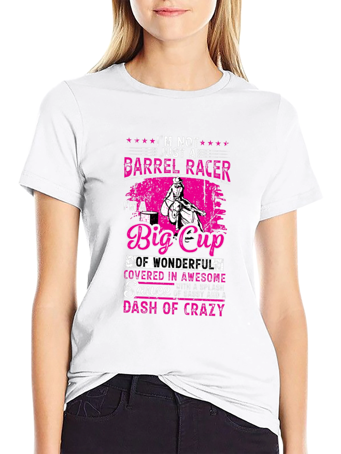 Black Barrel Racer Big Cup Graphic T-Shirt view 9