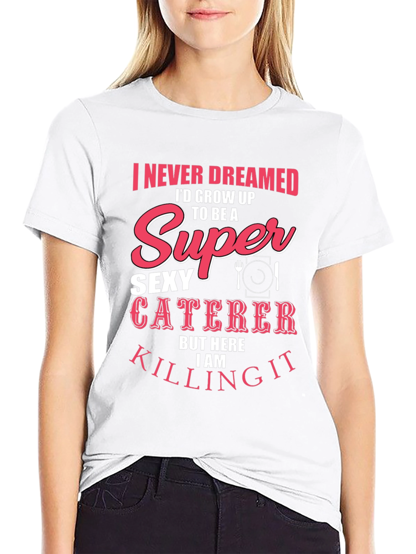Black Funny Sexy Caterer T-Shirt view 9