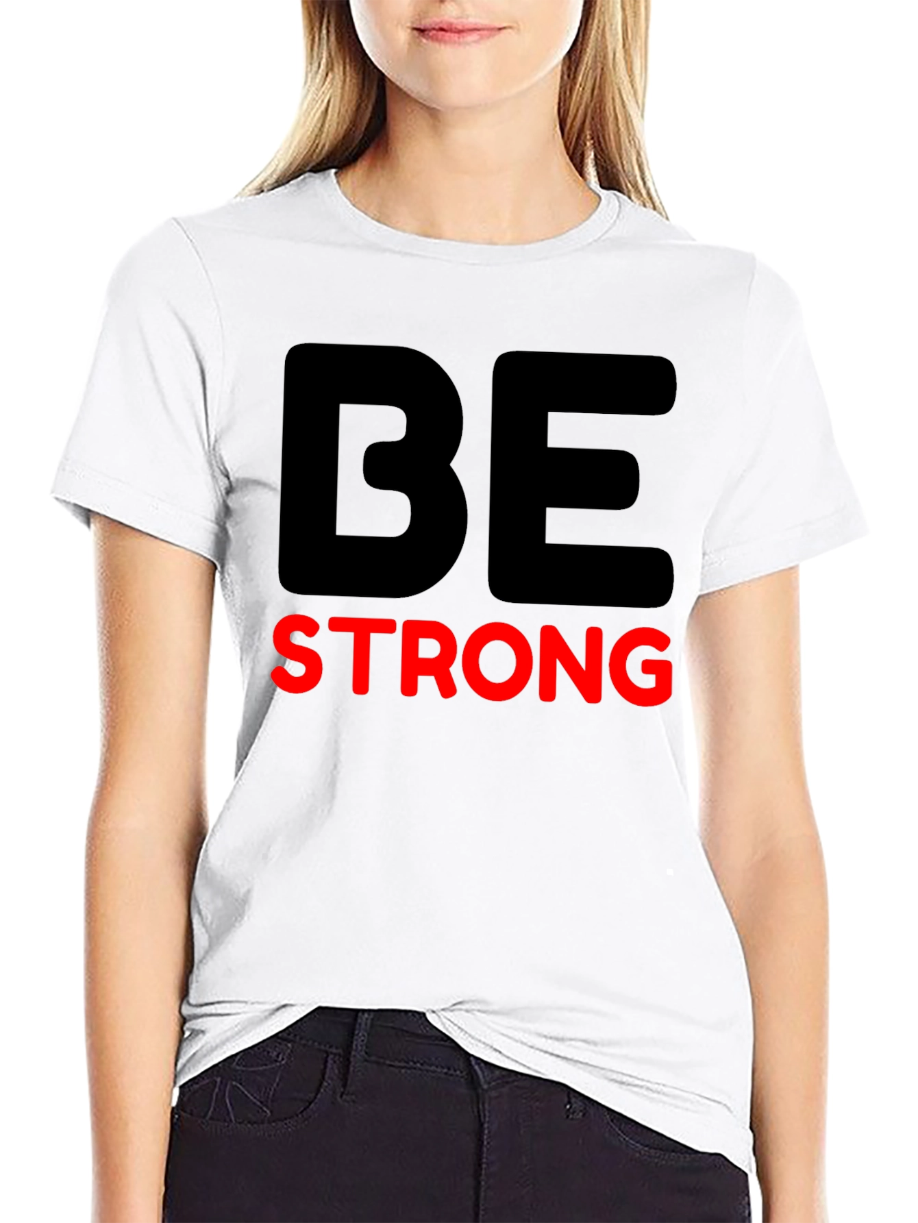 Black Be Strong Graphic Tee - Motivational T-Shirt view 9
