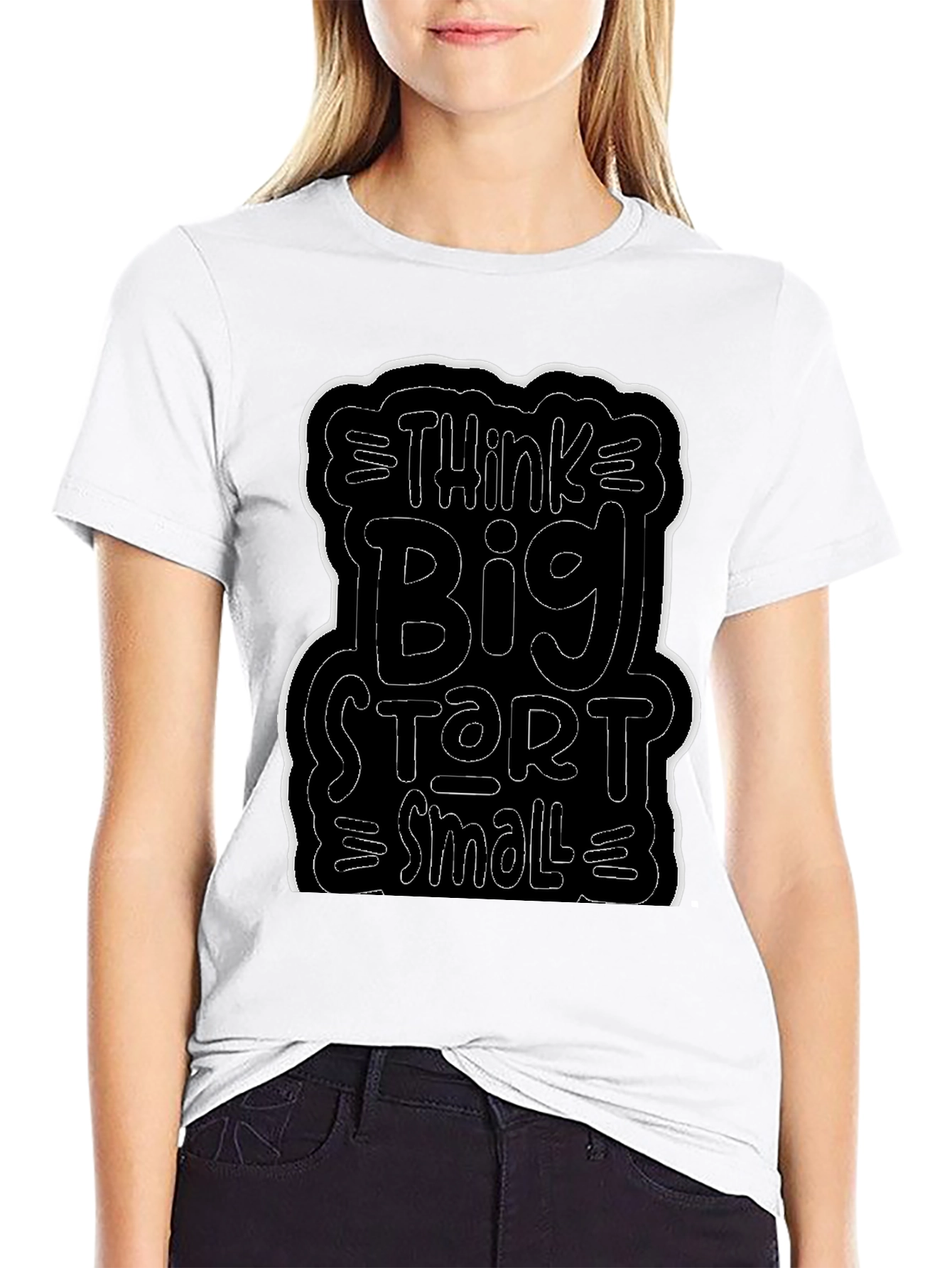 Black Think Big Start Small Black Graphic Tee view 9
