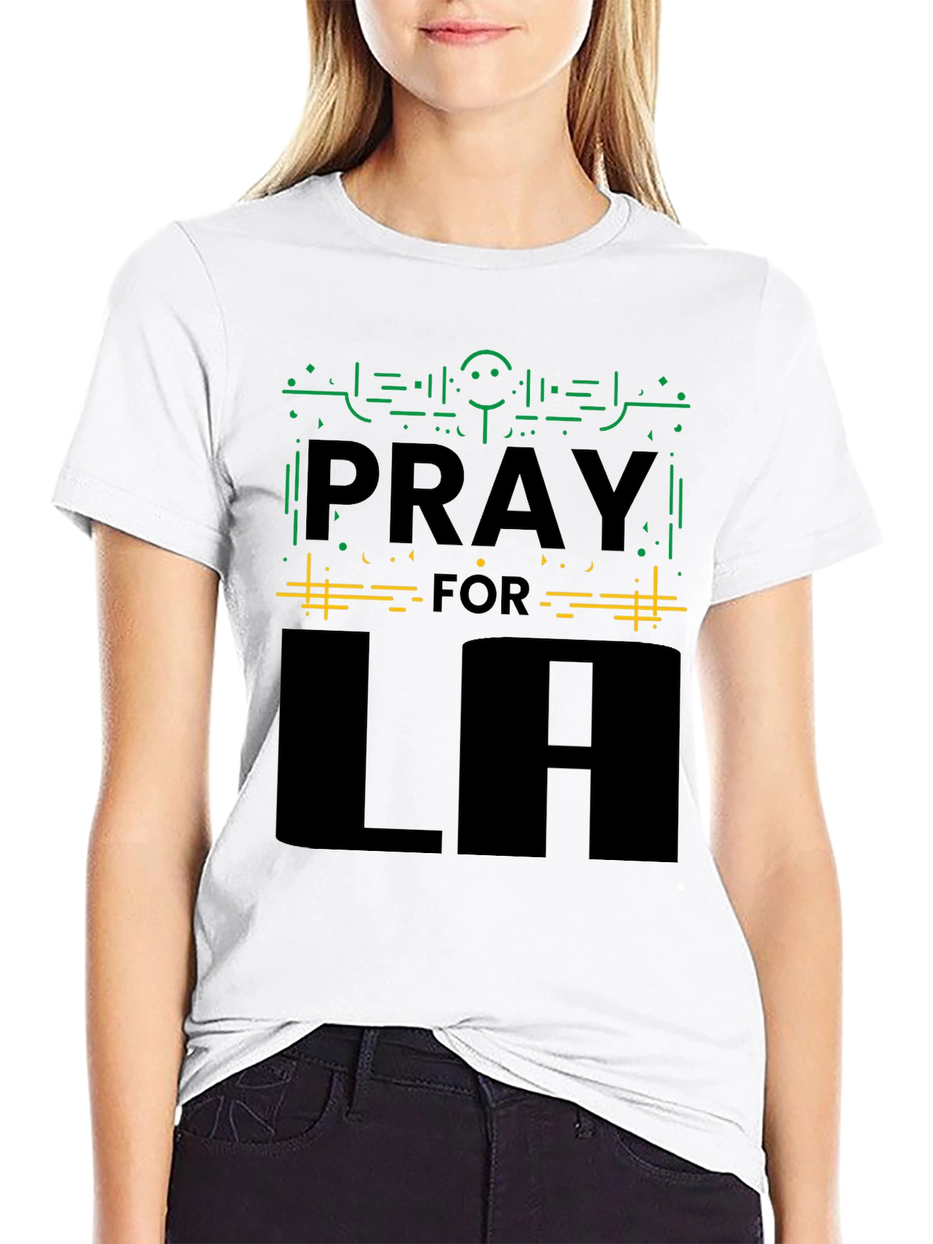 Black Pray for LA Black Graphic Tee - Comfort Fit view 9