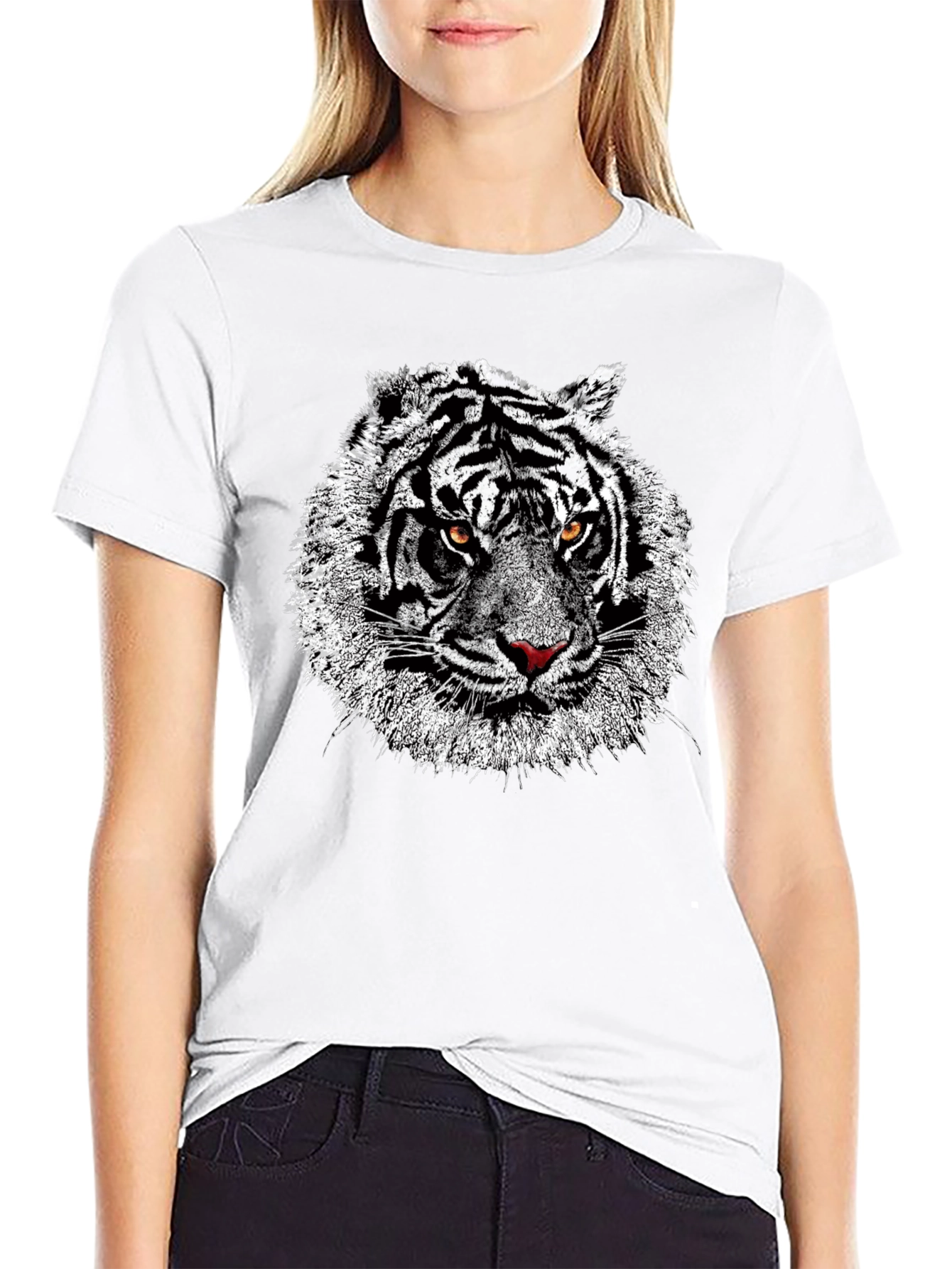 Black Tiger Graphic Print Black T-Shirt view 9