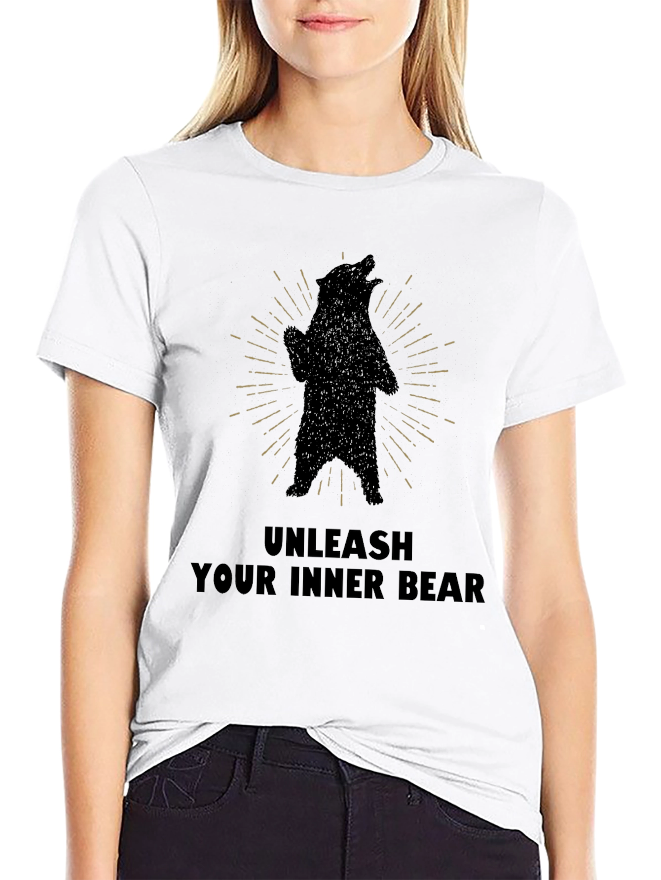 Black Unleash Your Inner Bear Graphic Tee view 9