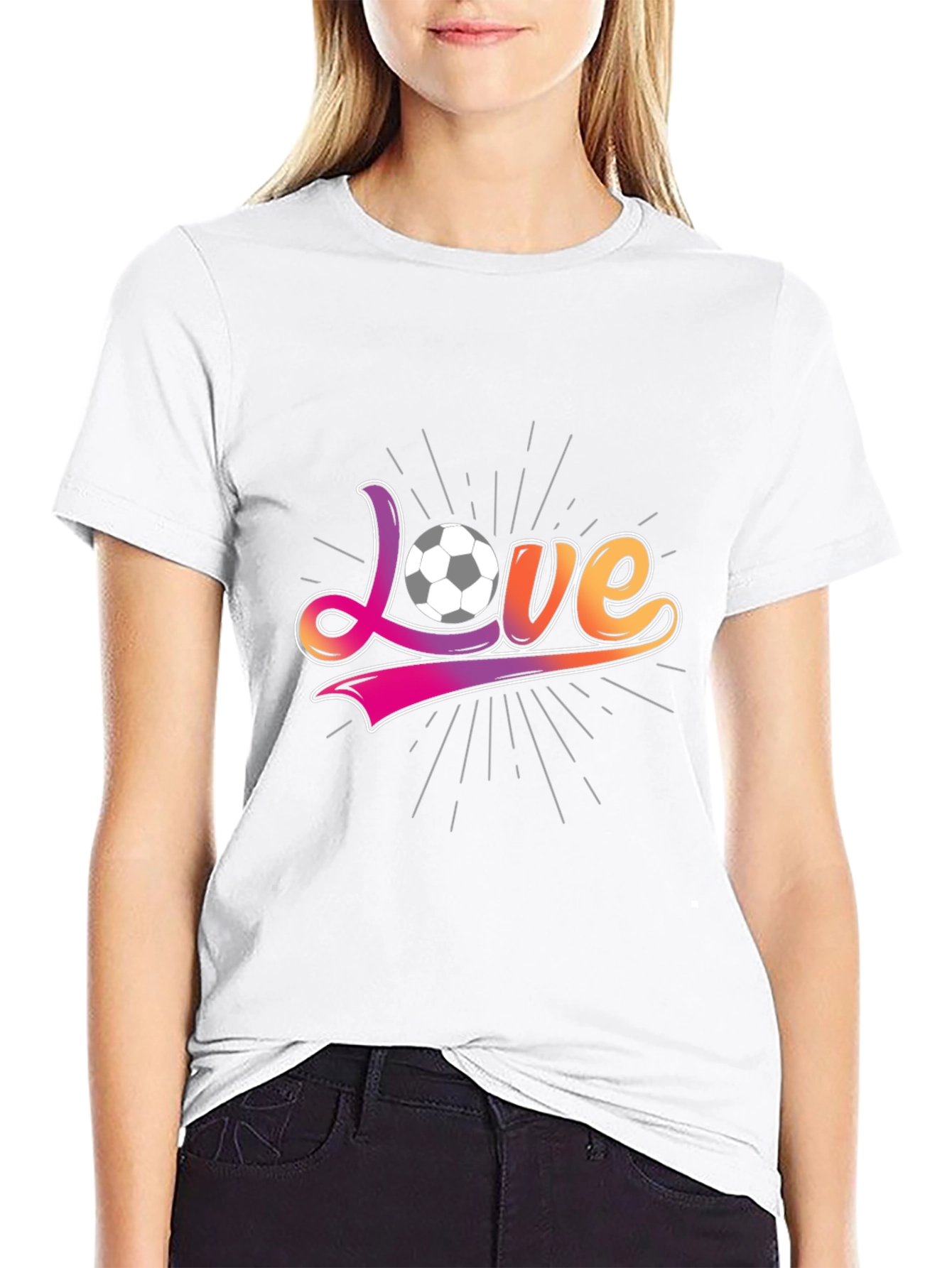 Black Soccer Love Graphic T-Shirt view 9