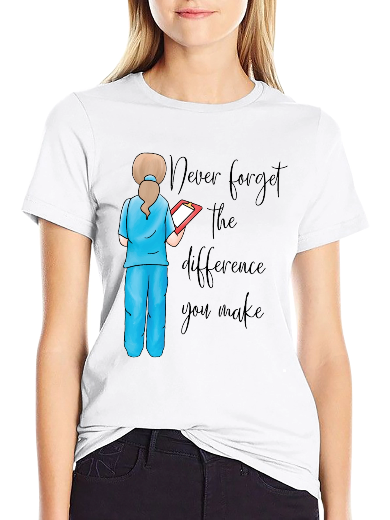 Black Nurse Quote Graphic Tee - Never Forget the Difference view 9