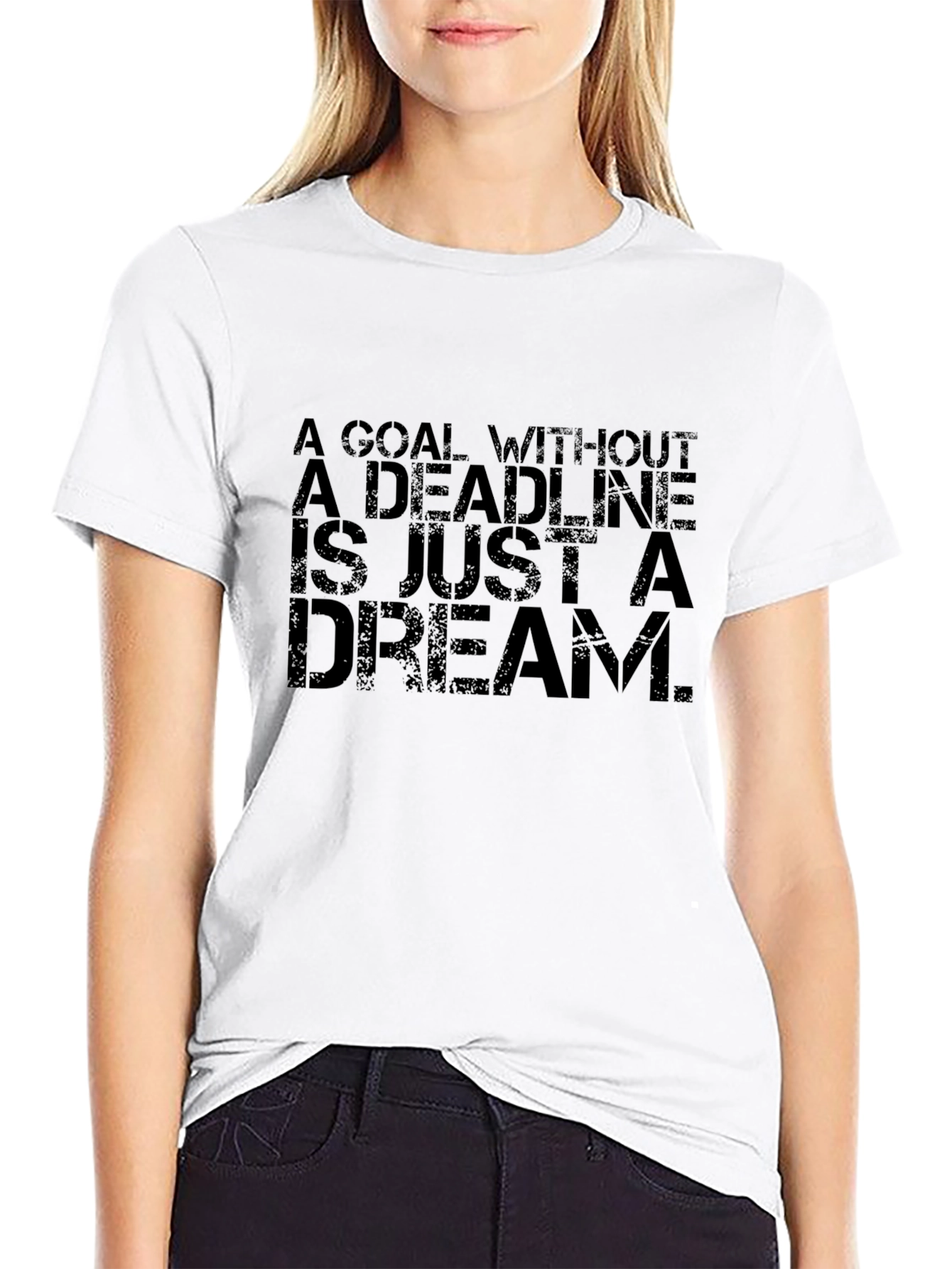 Black Goal Deadline Dream Black Graphic Tee view 9