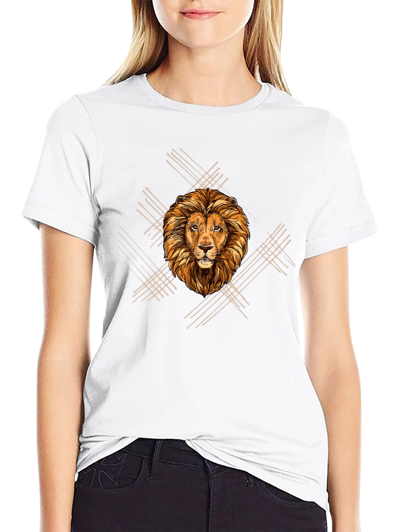 Black Lion Graphic Print Men's Black T-Shirt view 9