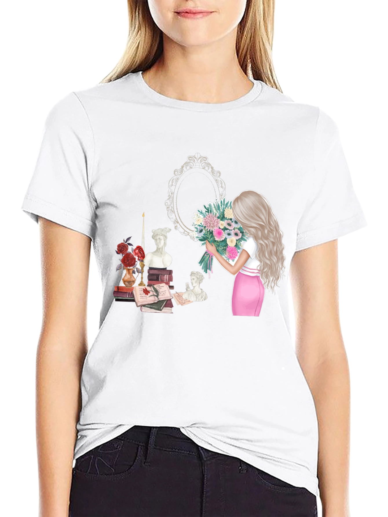 Floral Girl T-Shirt - Artsy Aesthetic - 9