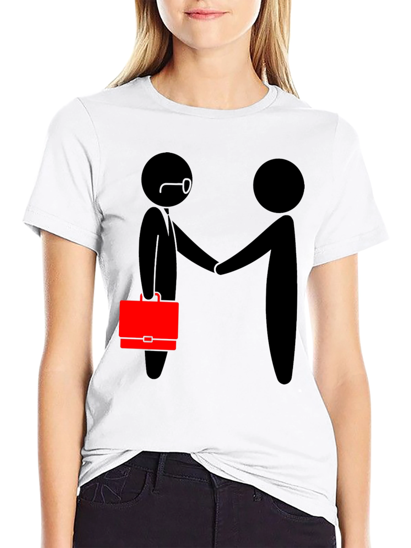 Black Funny Business Handshake Graphic T-Shirt view 9
