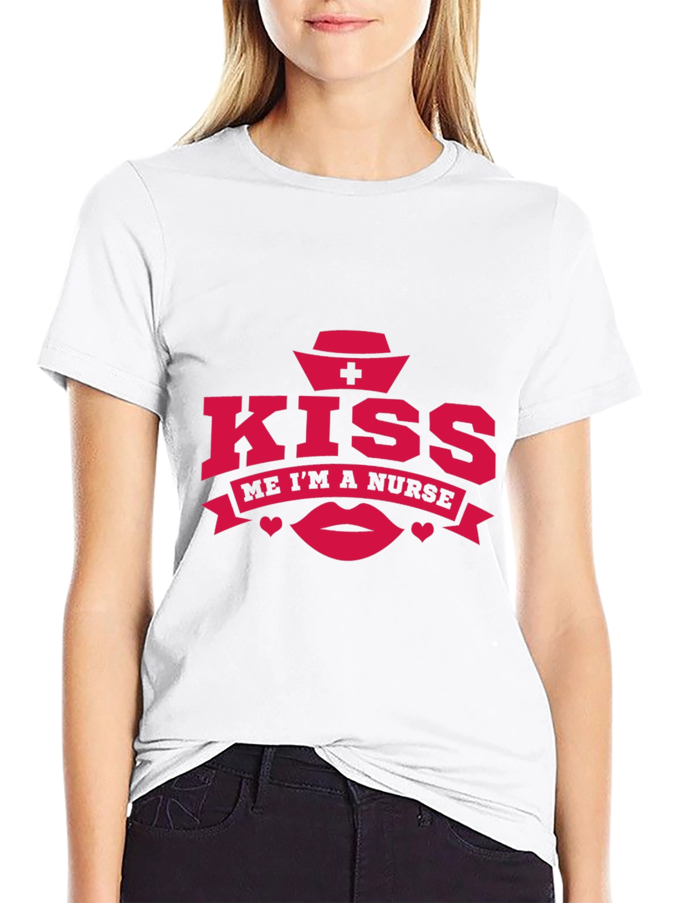 Black Kiss Me I'm A Nurse T-Shirt Funny Graphic Tee view 9