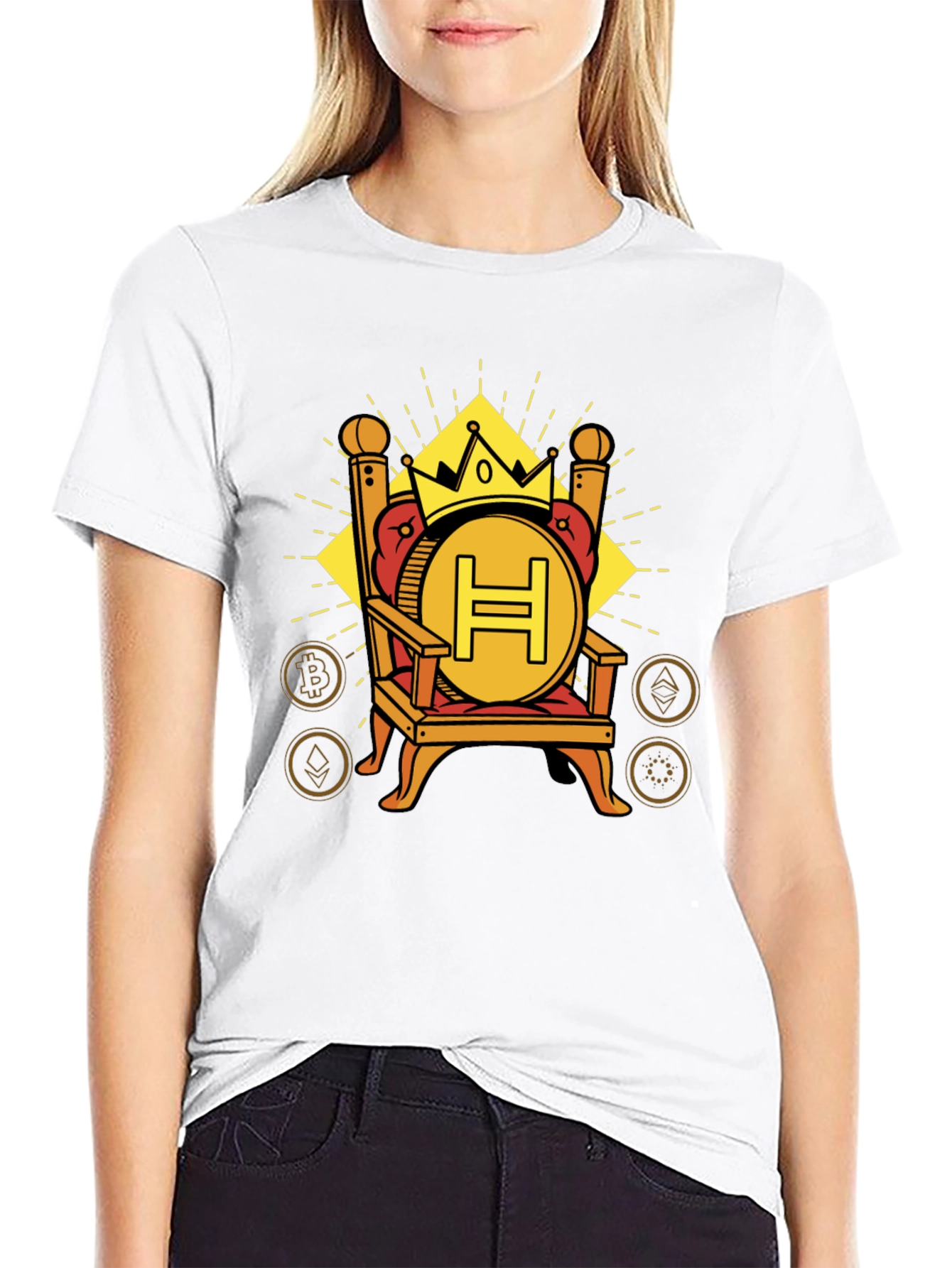 Black Crypto King T-Shirt - H Coin Throne Design view 9