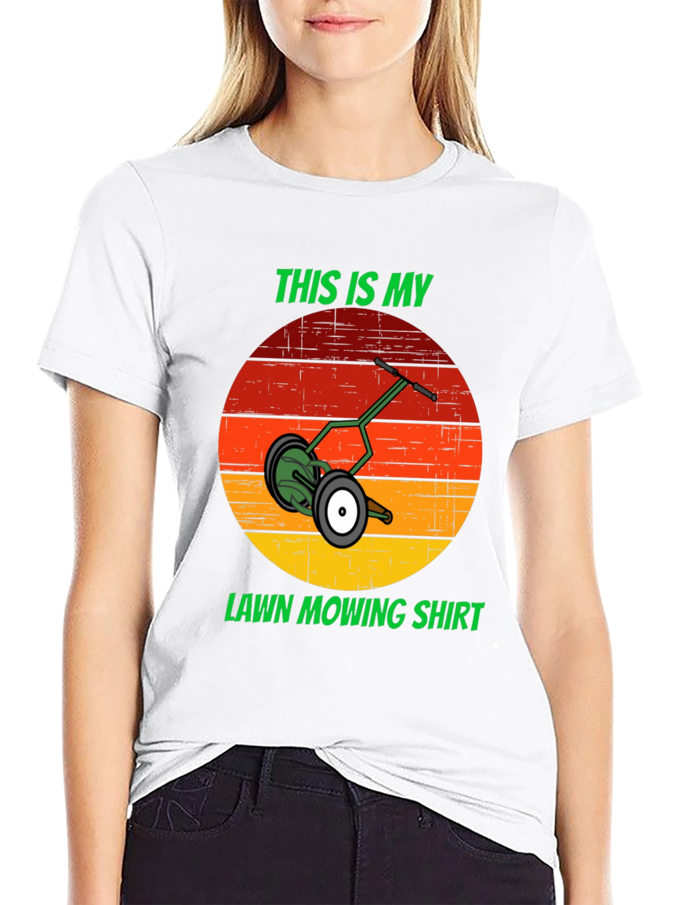 Black This Is My Lawn Mowing Shirt - Retro Mower Design Tee view 9