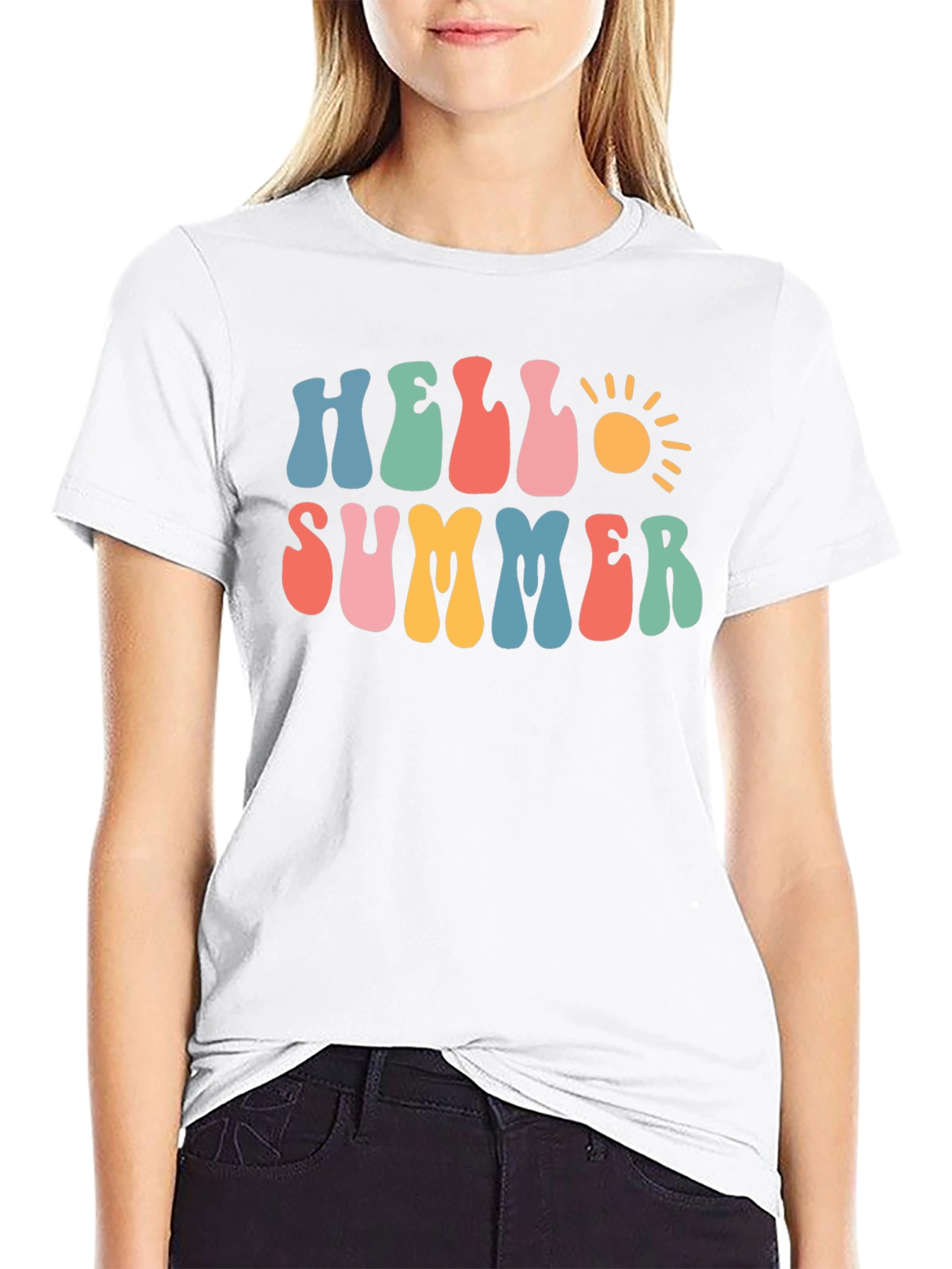 Black Hello Summer Graphic T-Shirt view 9