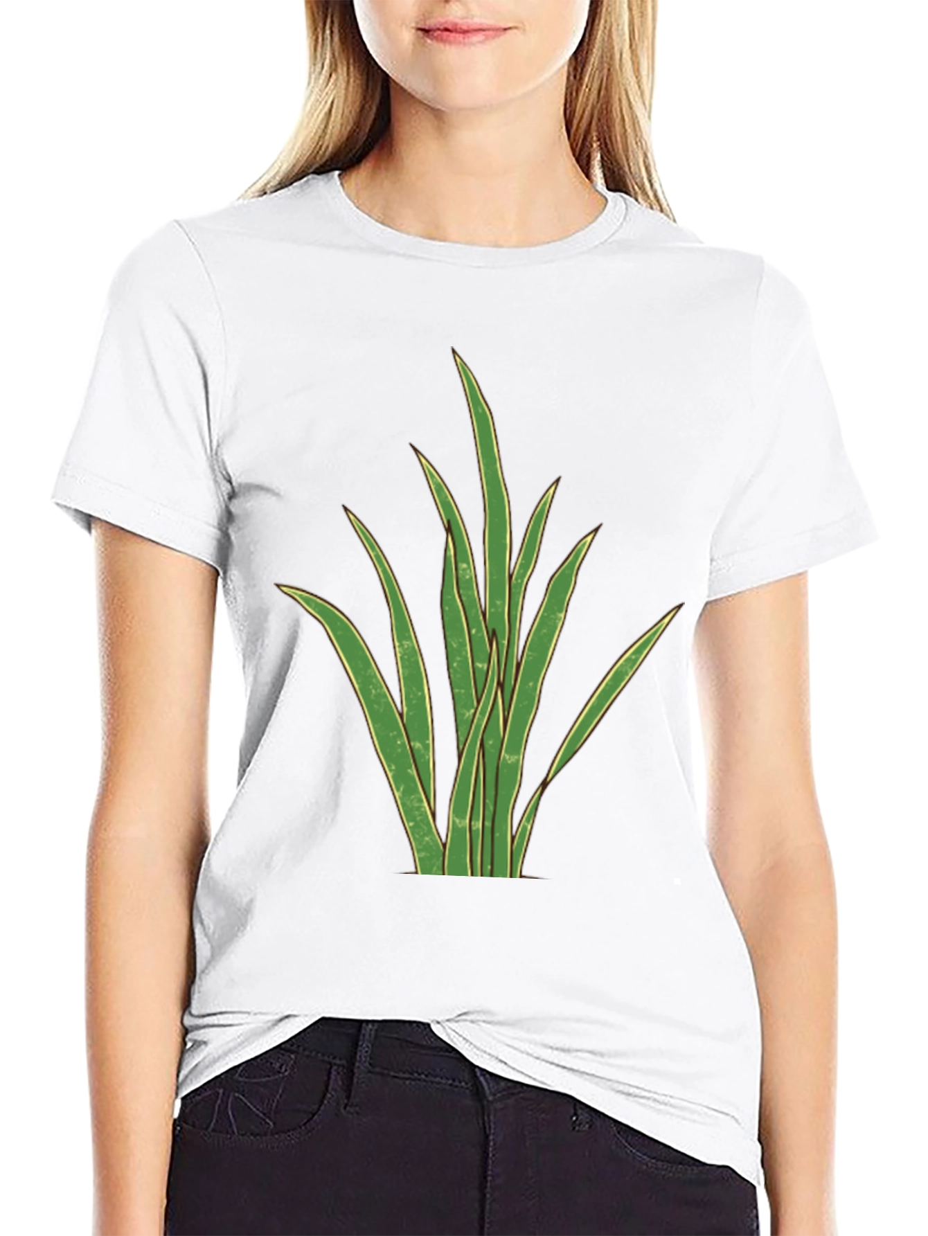 Black Men's Black T-Shirt with Graphic Plant Design view 9