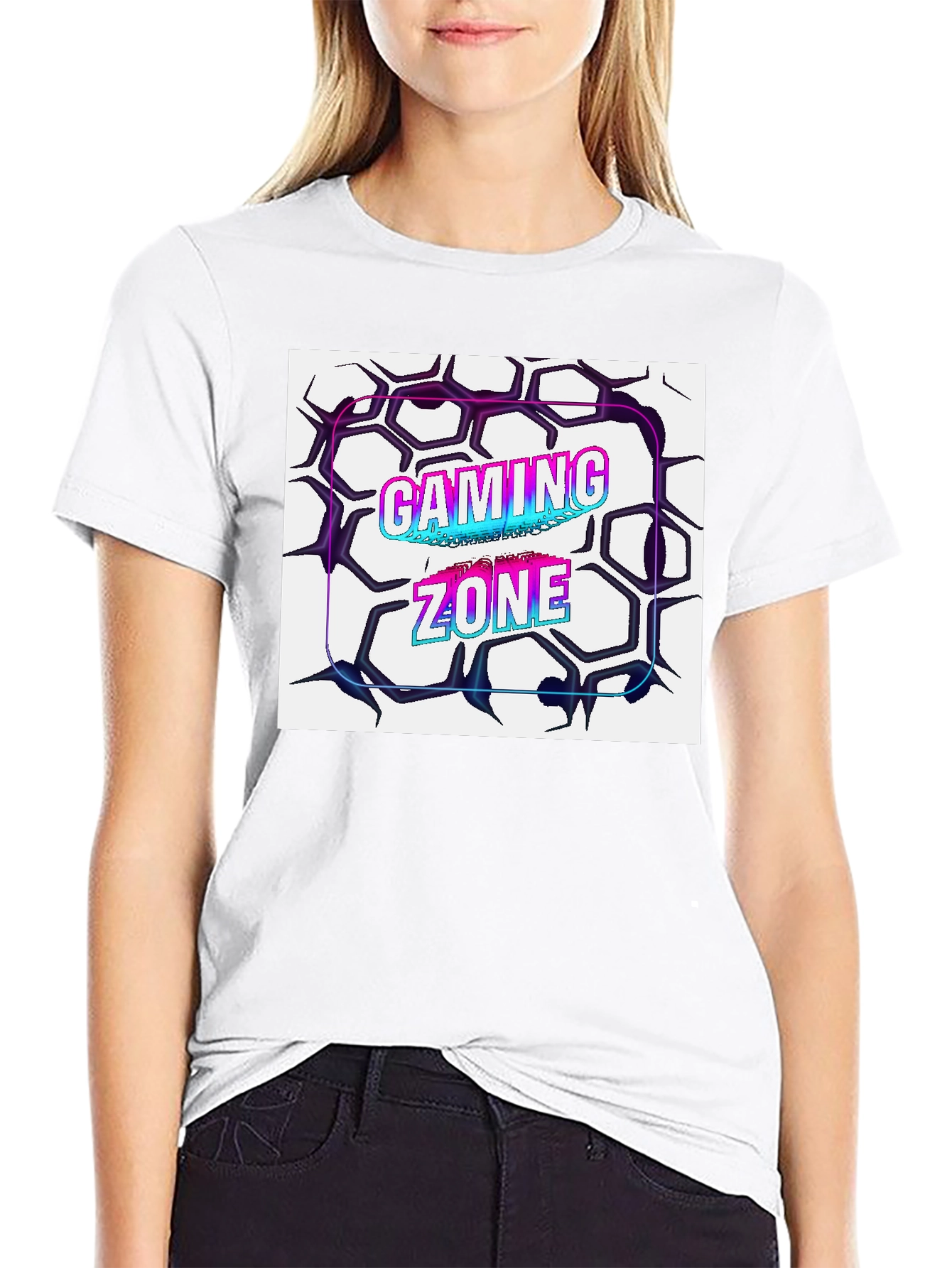 Black Gaming Zone Graphic Tee - Black Cotton Blend view 9