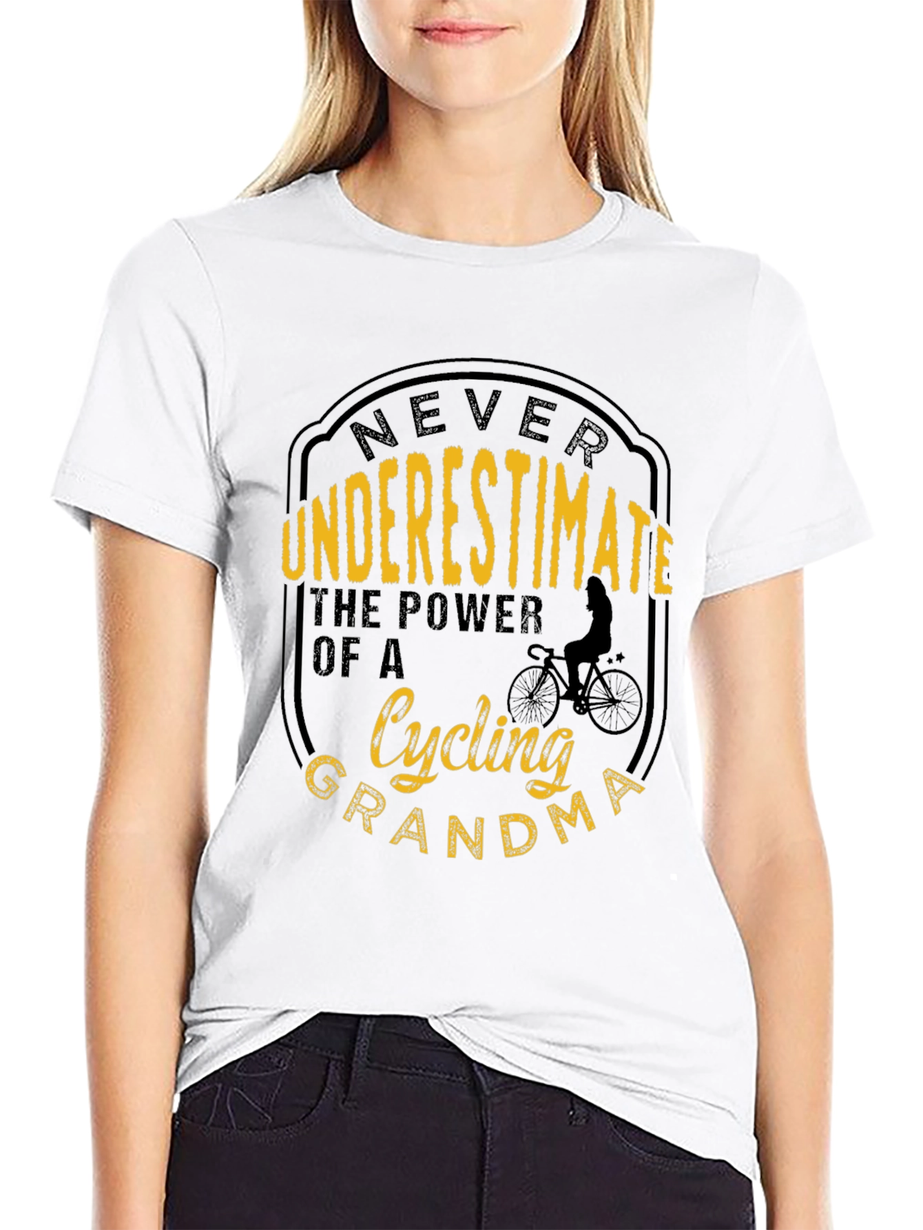 Black Cycling Grandma Graphic T-Shirt - Never Underestimate! view 9