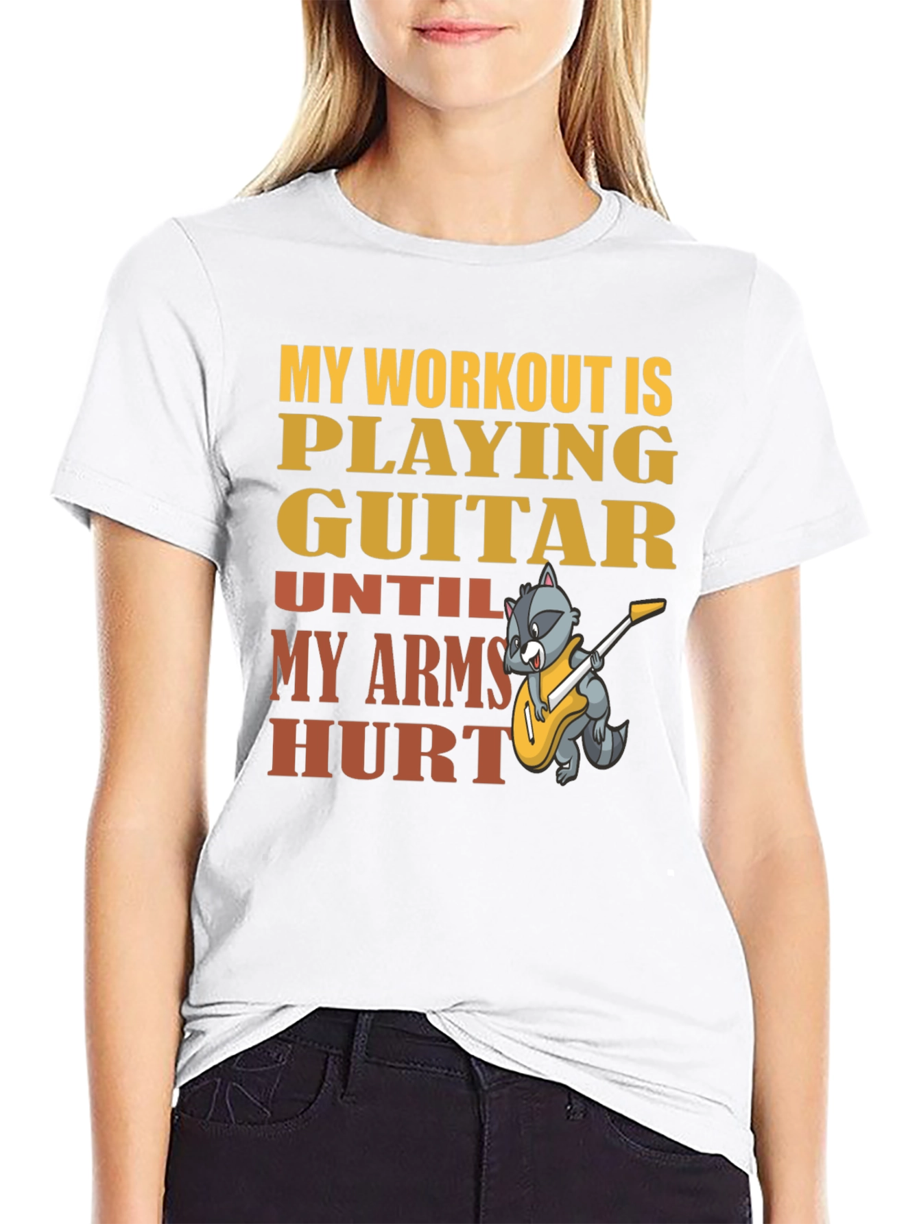 Black Guitar Workout T-Shirt - Musician Fitness Tee view 9