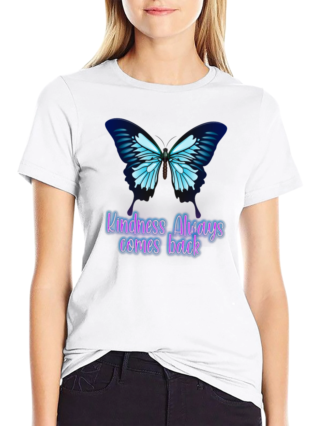 Black Kindness Butterfly Graphic Tee - Always Comes Back view 9