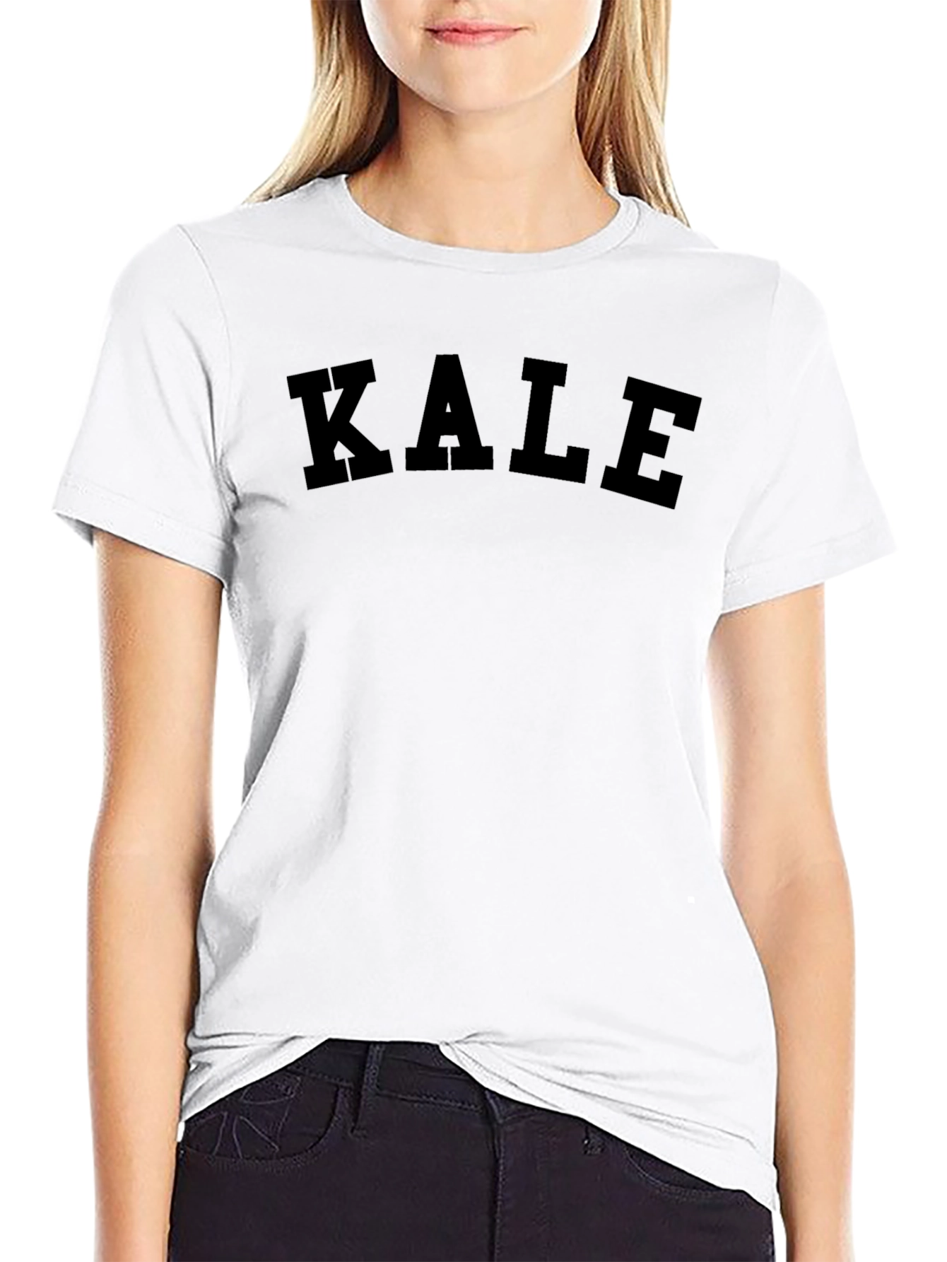 Black KALE Graphic Print Crew Neck T-Shirt view 9