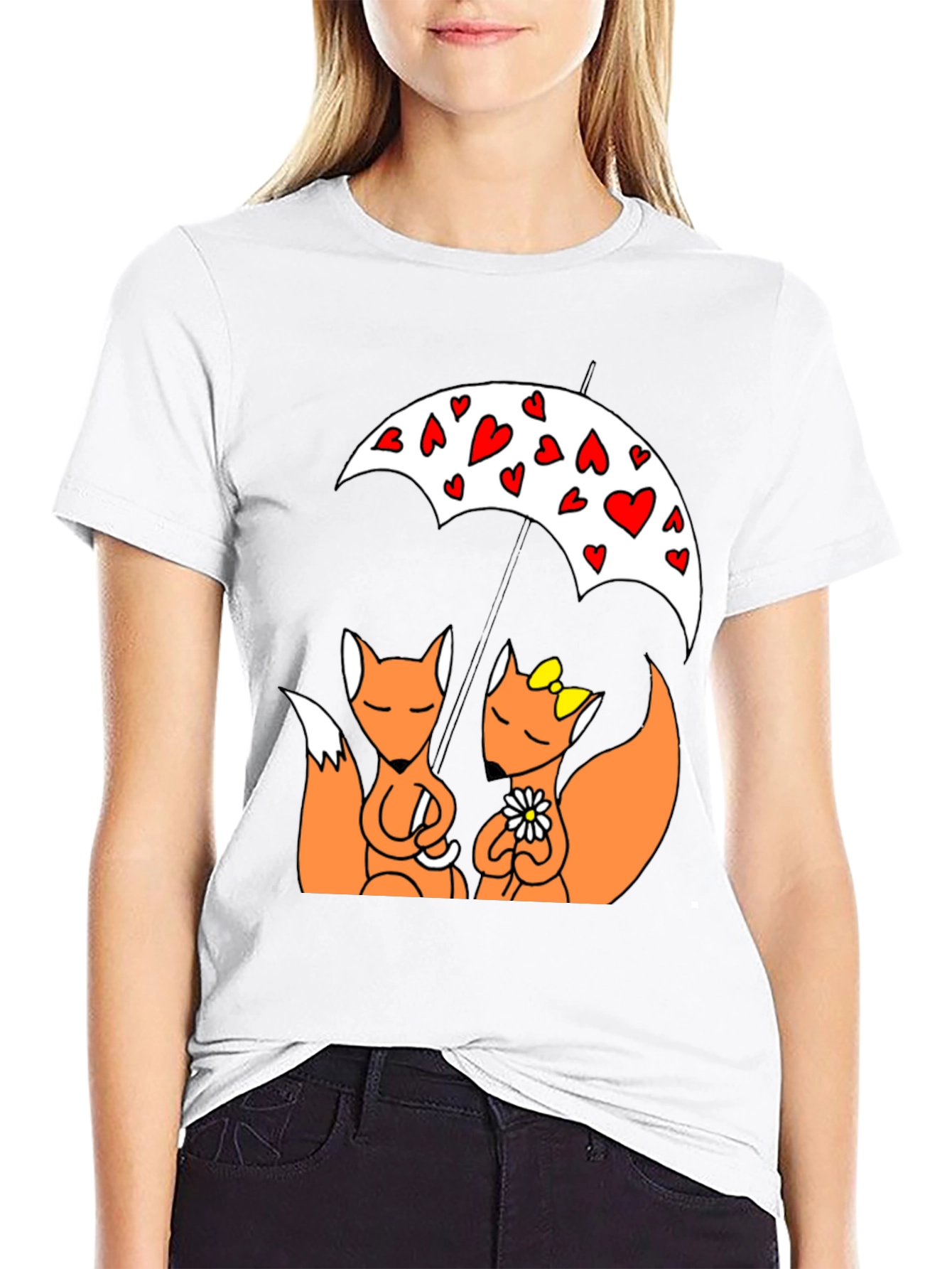 Black Foxes in Love T-Shirt - Cute Cartoon Design view 9