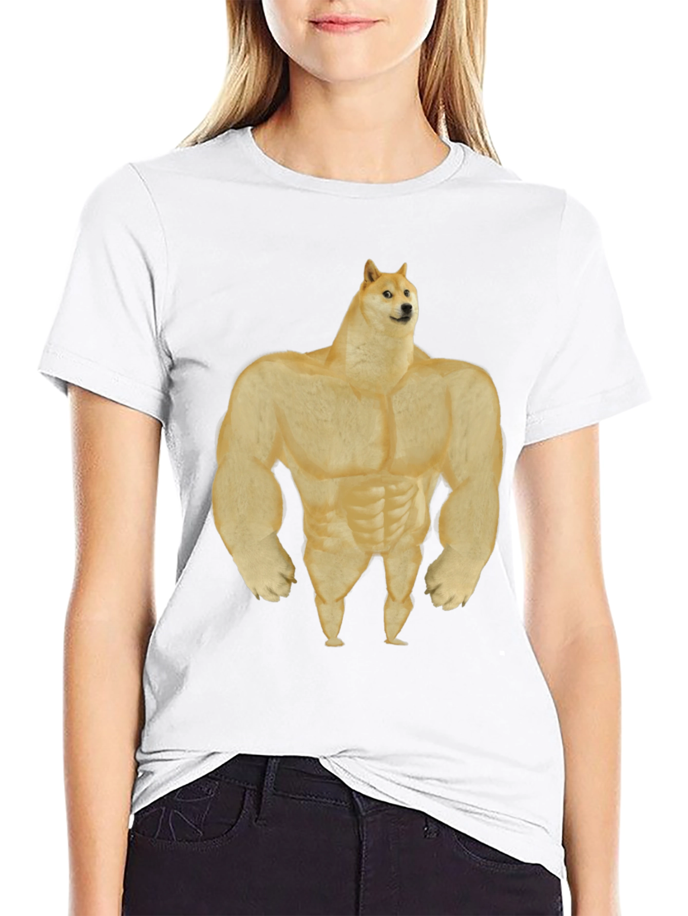 Black Buff Doge T-Shirt - Funny Meme Tee view 9