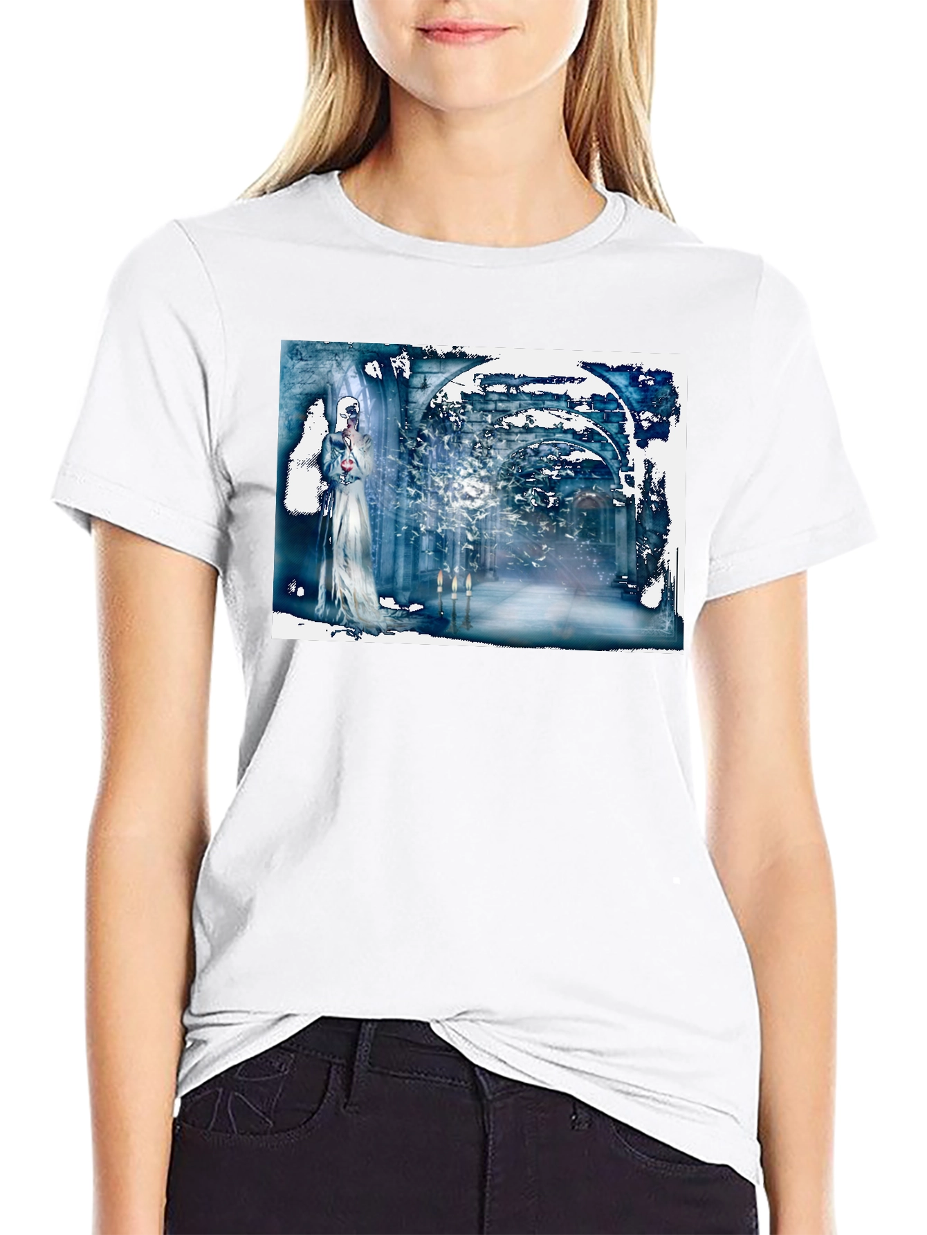 Black Abstract Gothic T-Shirt: Wearable Art Tee view 9