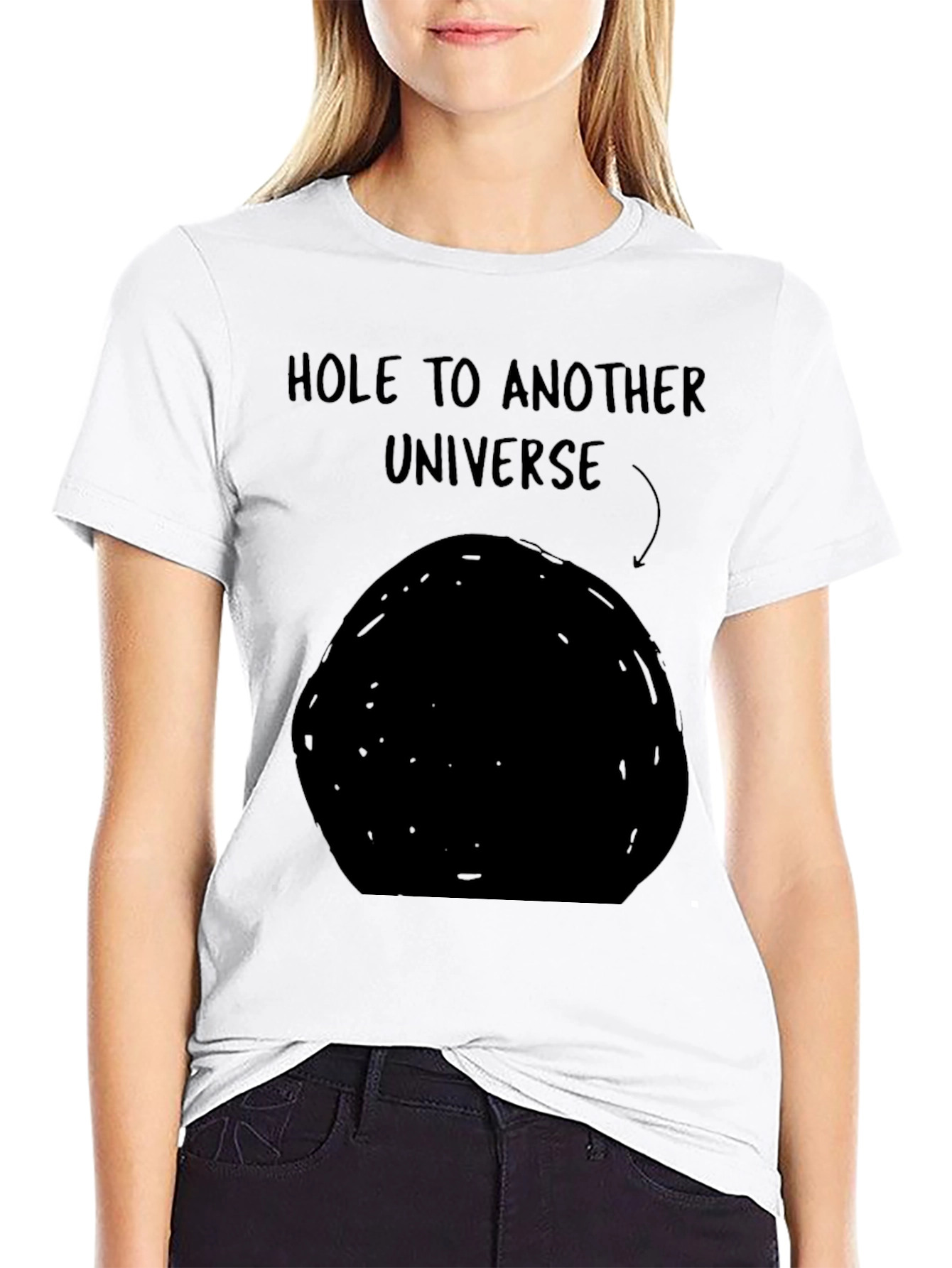 Black Black Hole to Another Universe Funny Graphic Tee view 9