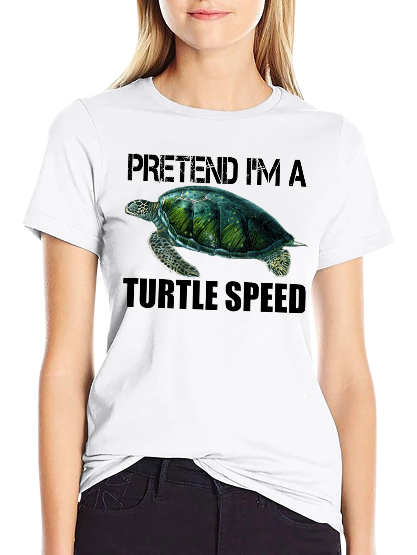 Black Pretend I'm A Turtle Speed T-Shirt view 9