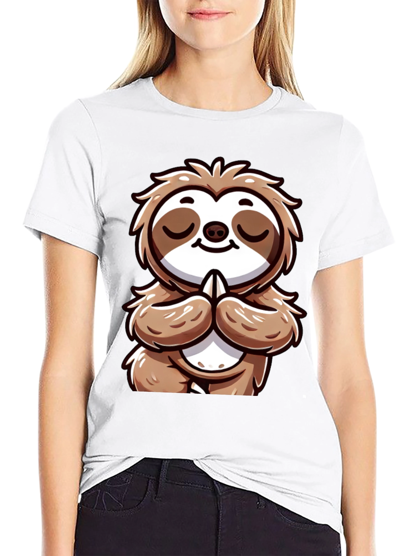 Black Meditating Sloth Graphic Tee - Relaxed Fit view 9