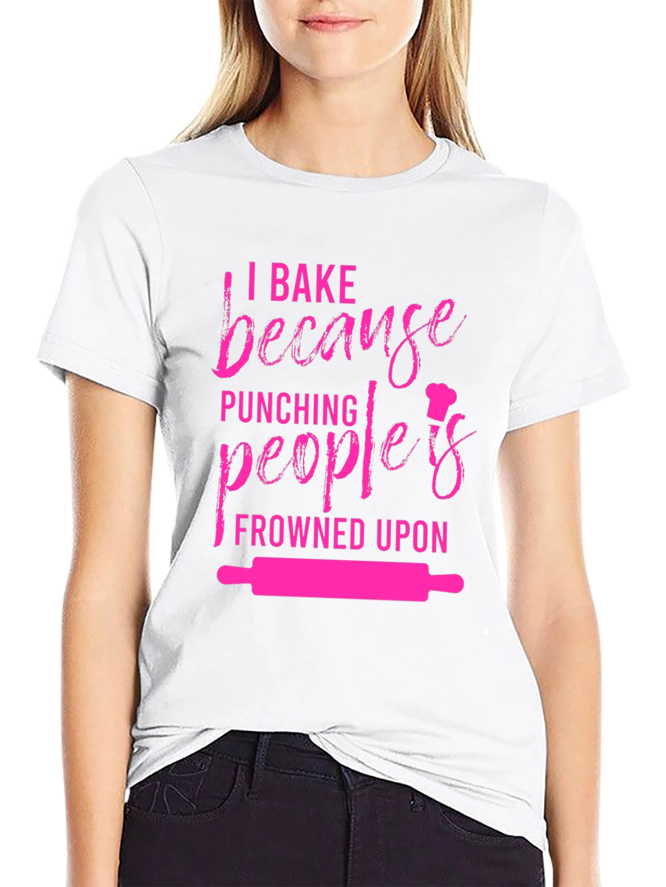 Black Baking Humor Graphic Tee - I Bake Because Punching Is Frowned Upon view 9