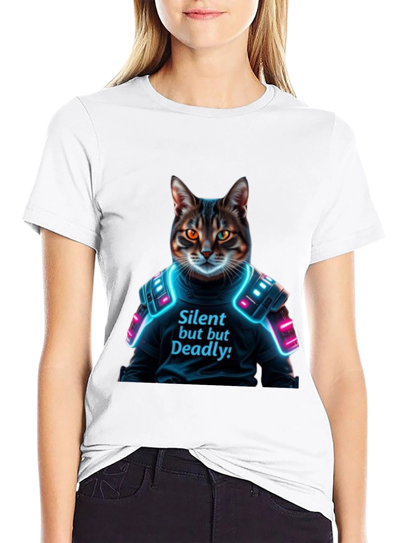 Black Silent but Deadly Cat T-Shirt view 9