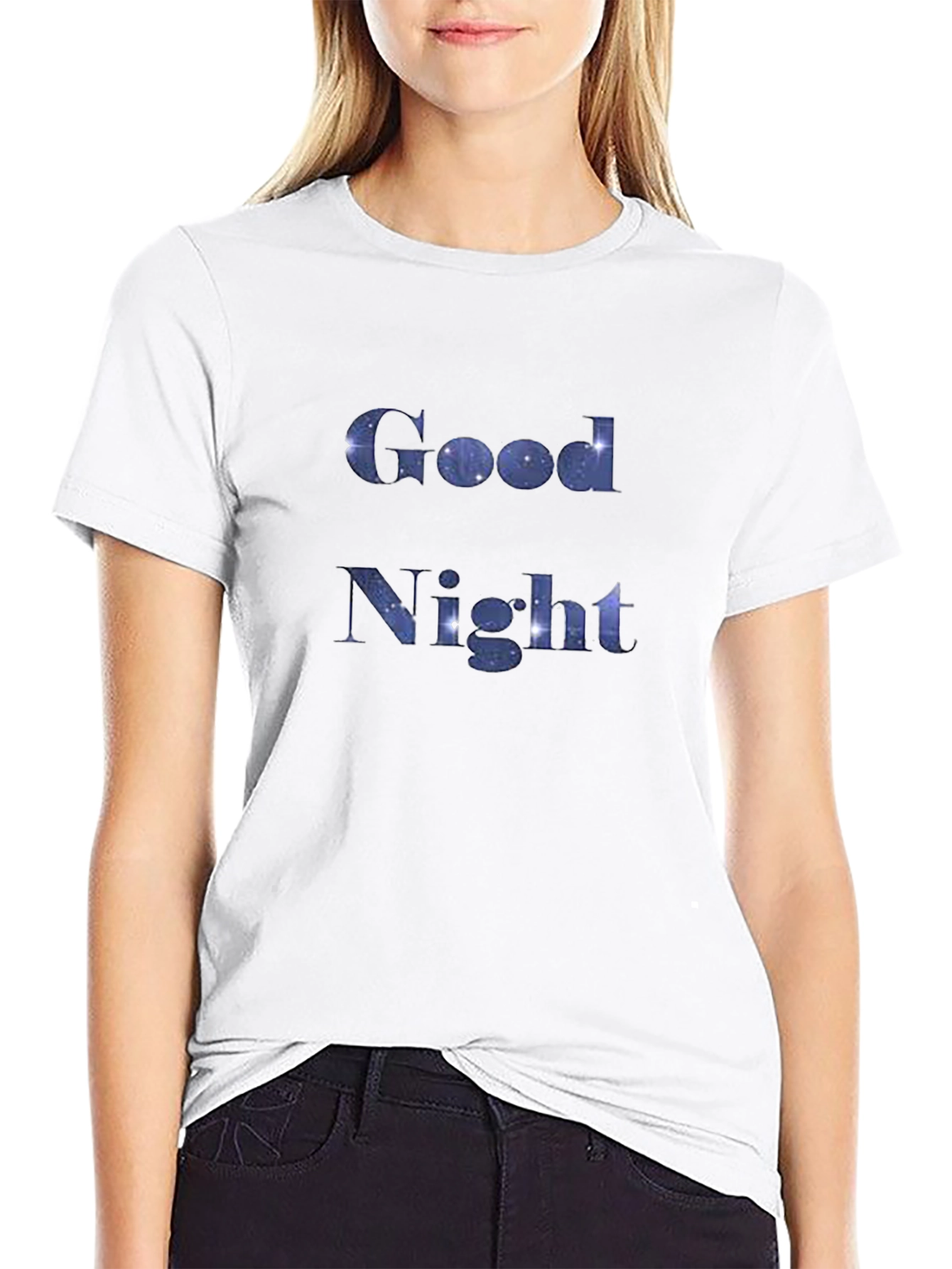 Black Good Night Space Galaxy Tee view 9