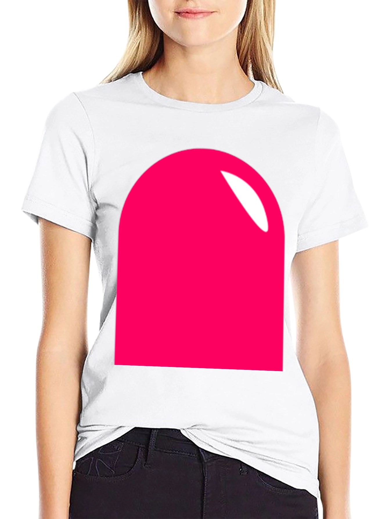 Black Modern Pink Rounded Rectangle Graphic T-Shirt view 9