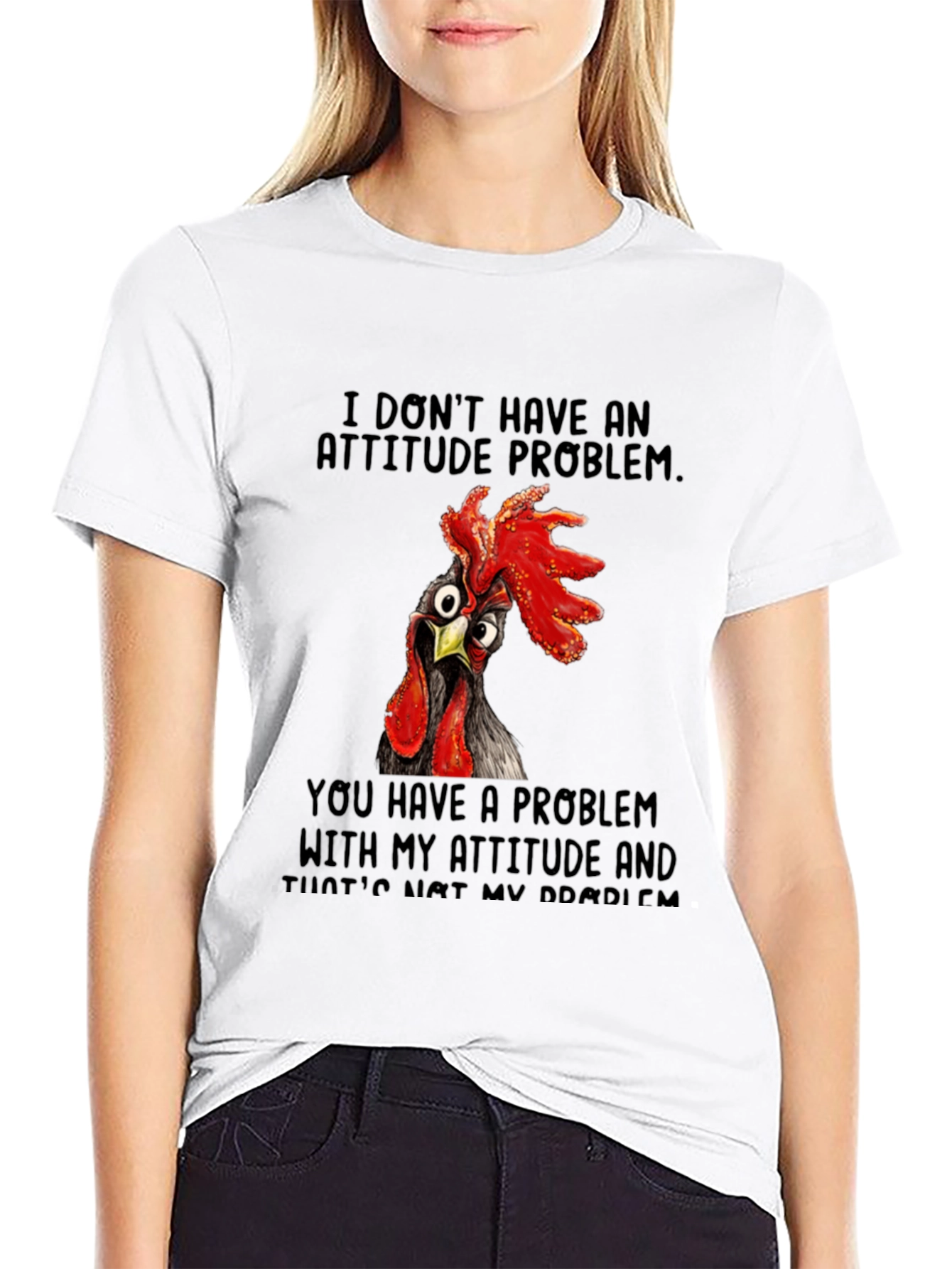 Black Funny Chicken Attitude T-Shirt view 9