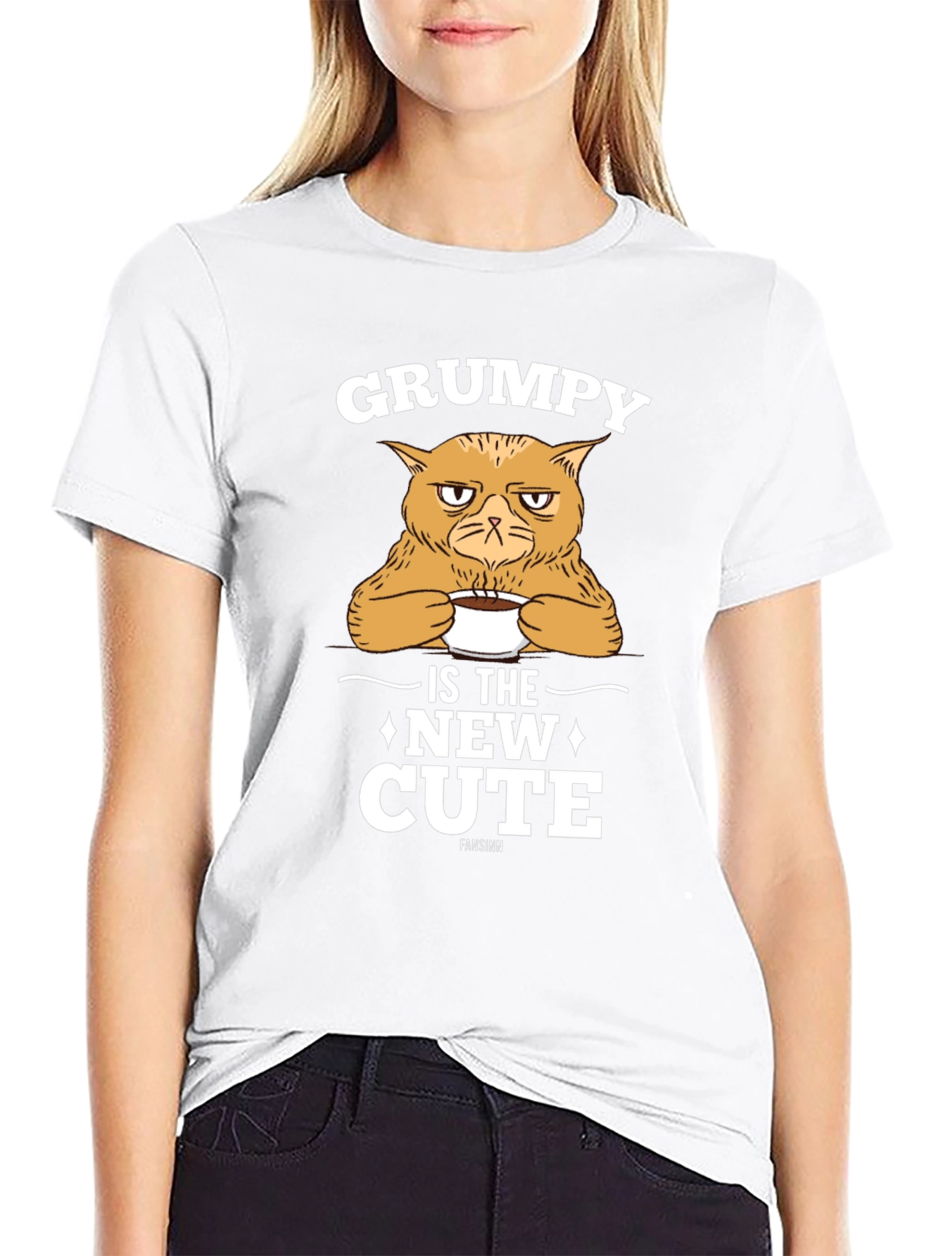 Black Grumpy Cat T-Shirt - New Cute Black Tee view 9
