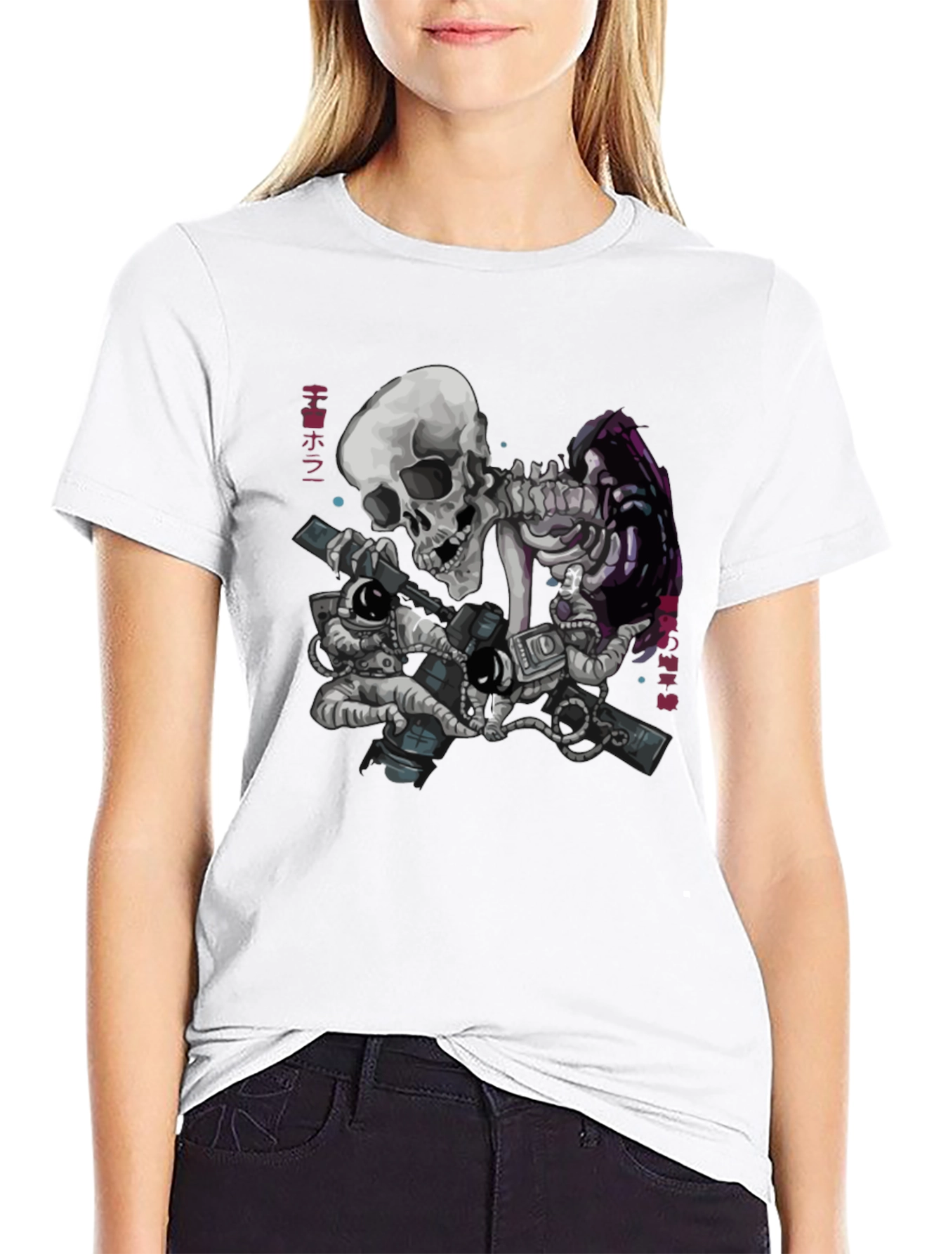 Black Skull Astronaut Black T-Shirt - Space Adventure view 9