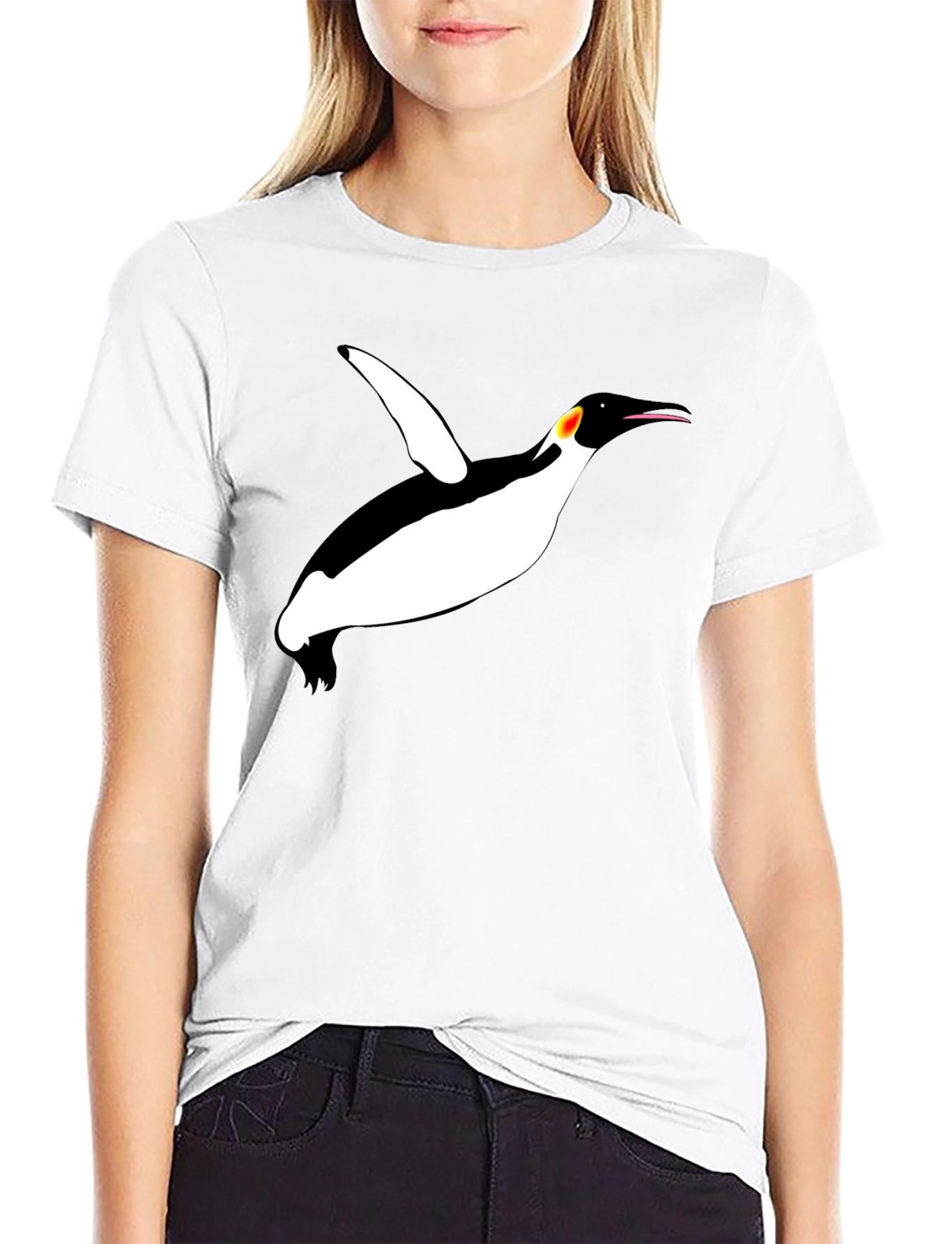 Black Cool Penguin Graphic Black T-Shirt view 9