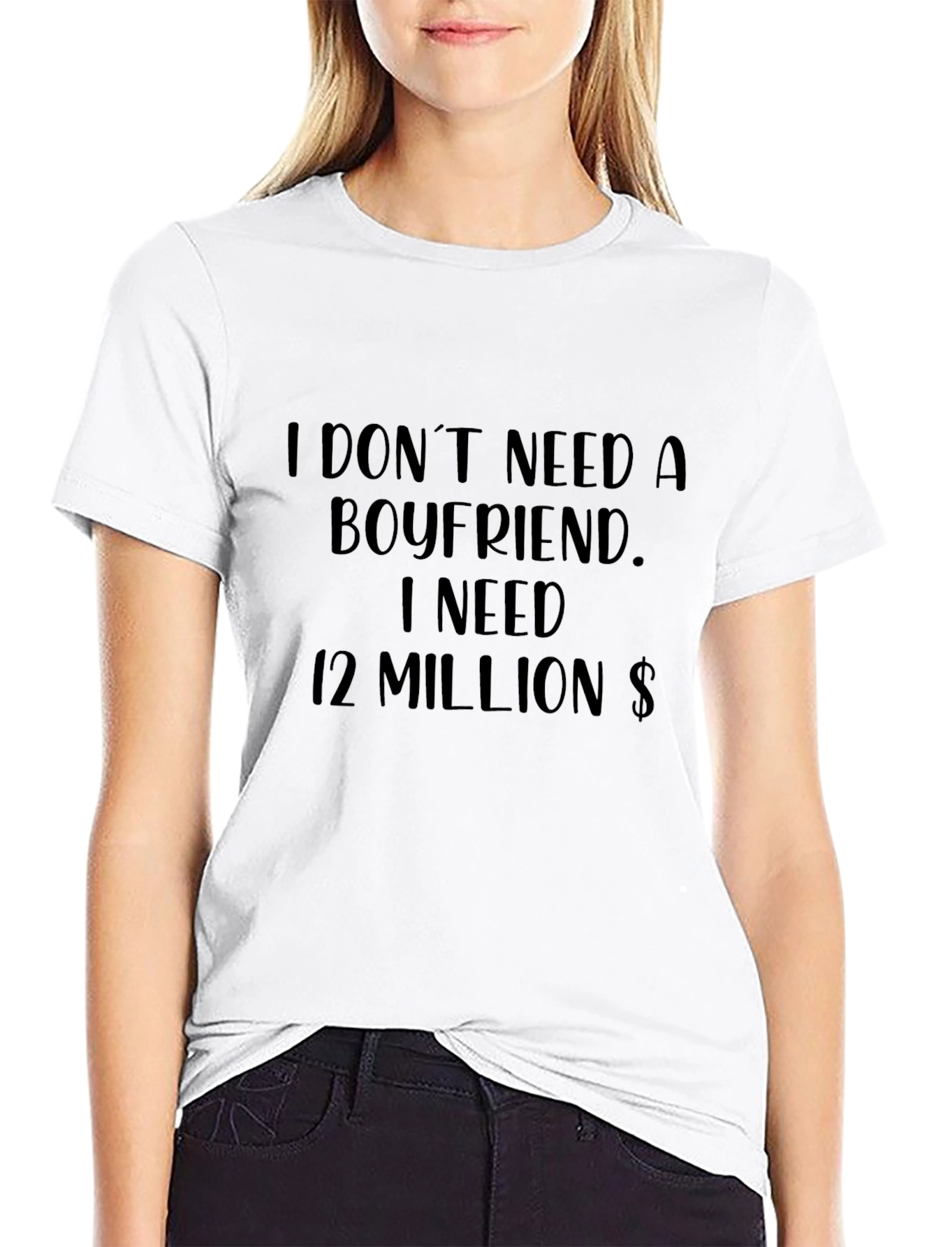 Black I Don't Need a Boyfriend Tee - Millionaire Goals view 9