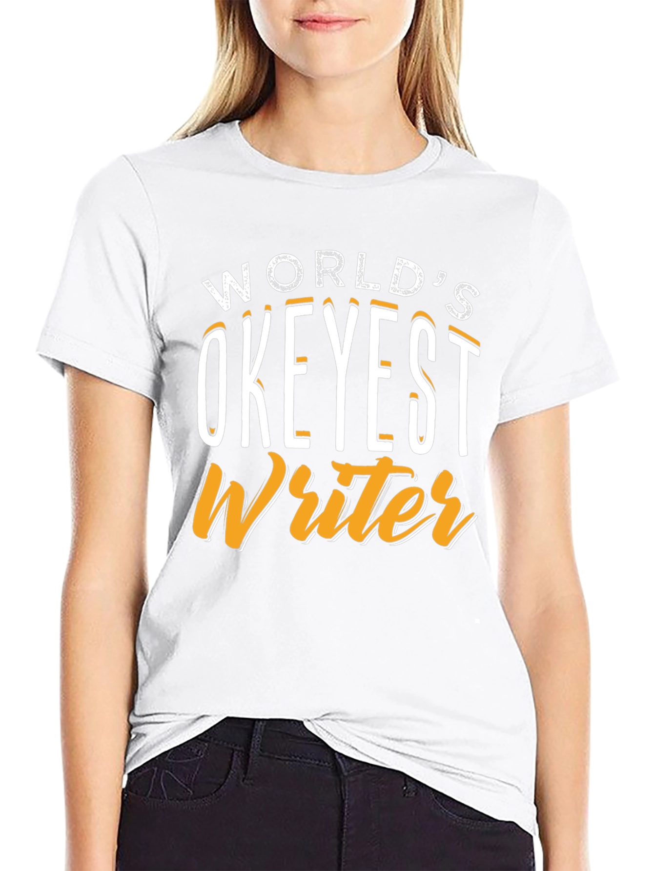 Black World's Okeyest Writer Graphic T-Shirt view 9