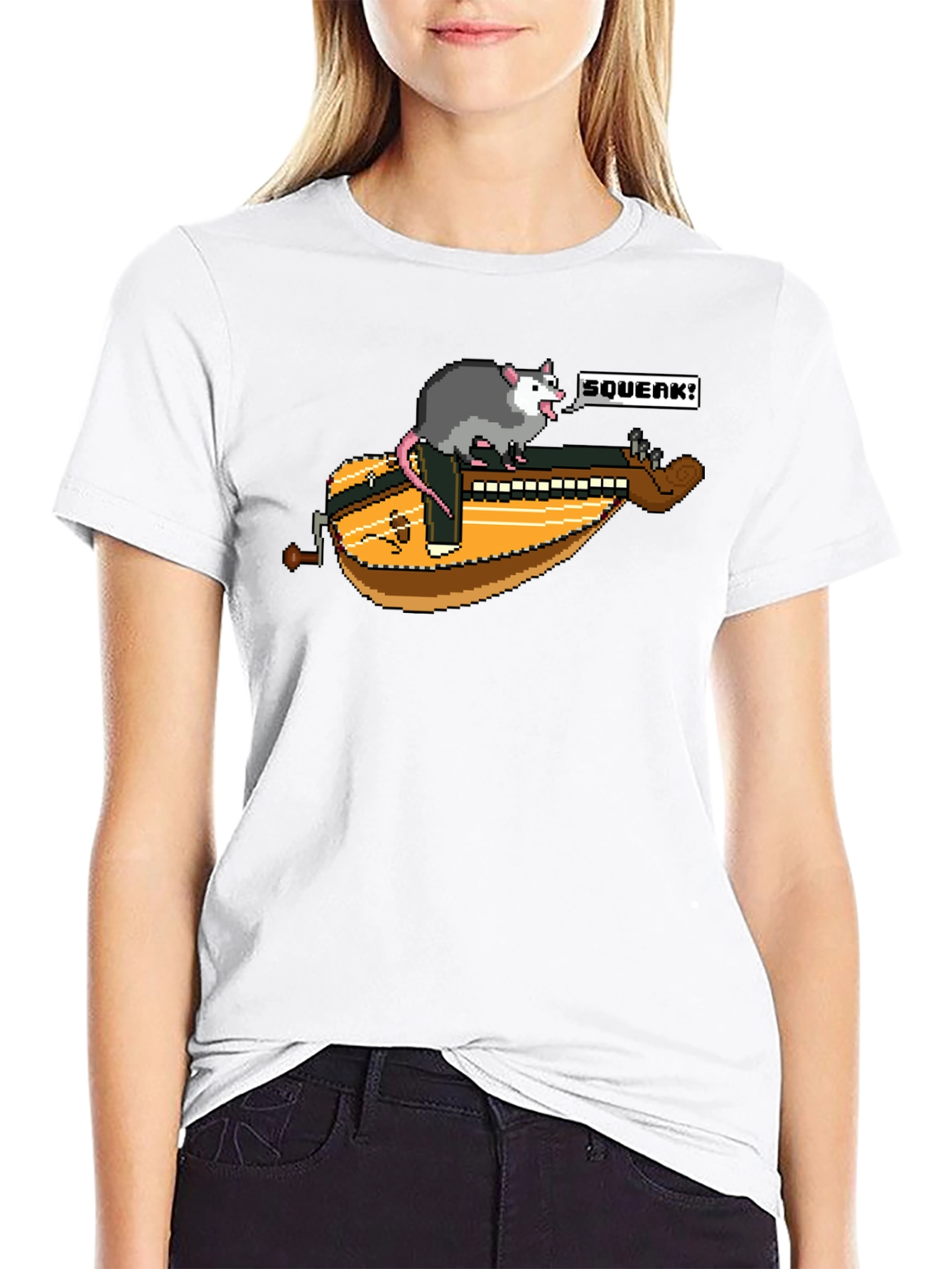 Black Opossum Hurdy-Gurdy Graphic T-Shirt view 9