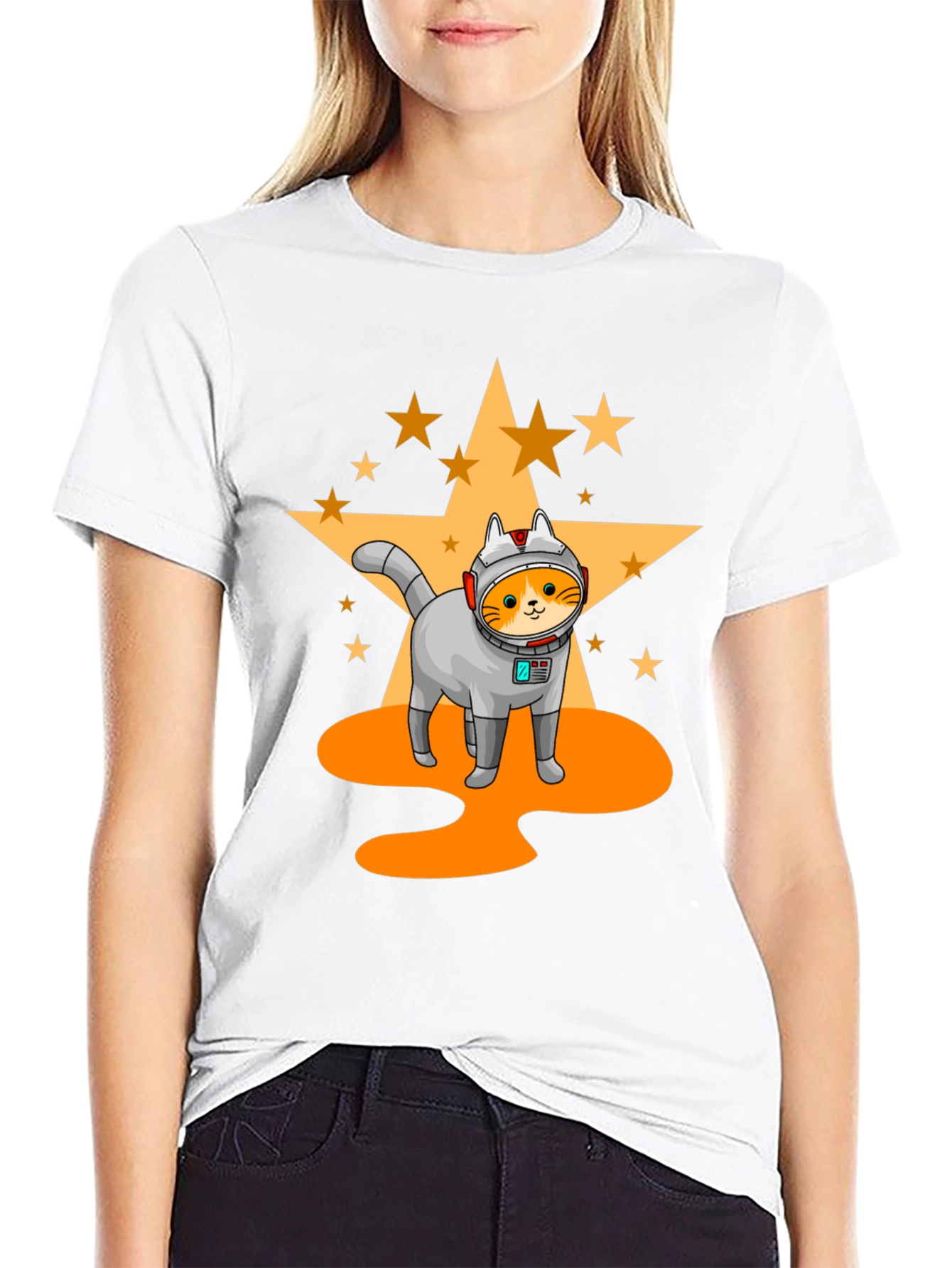 Black Astronaut Cat T-Shirt - Space Adventure view 9
