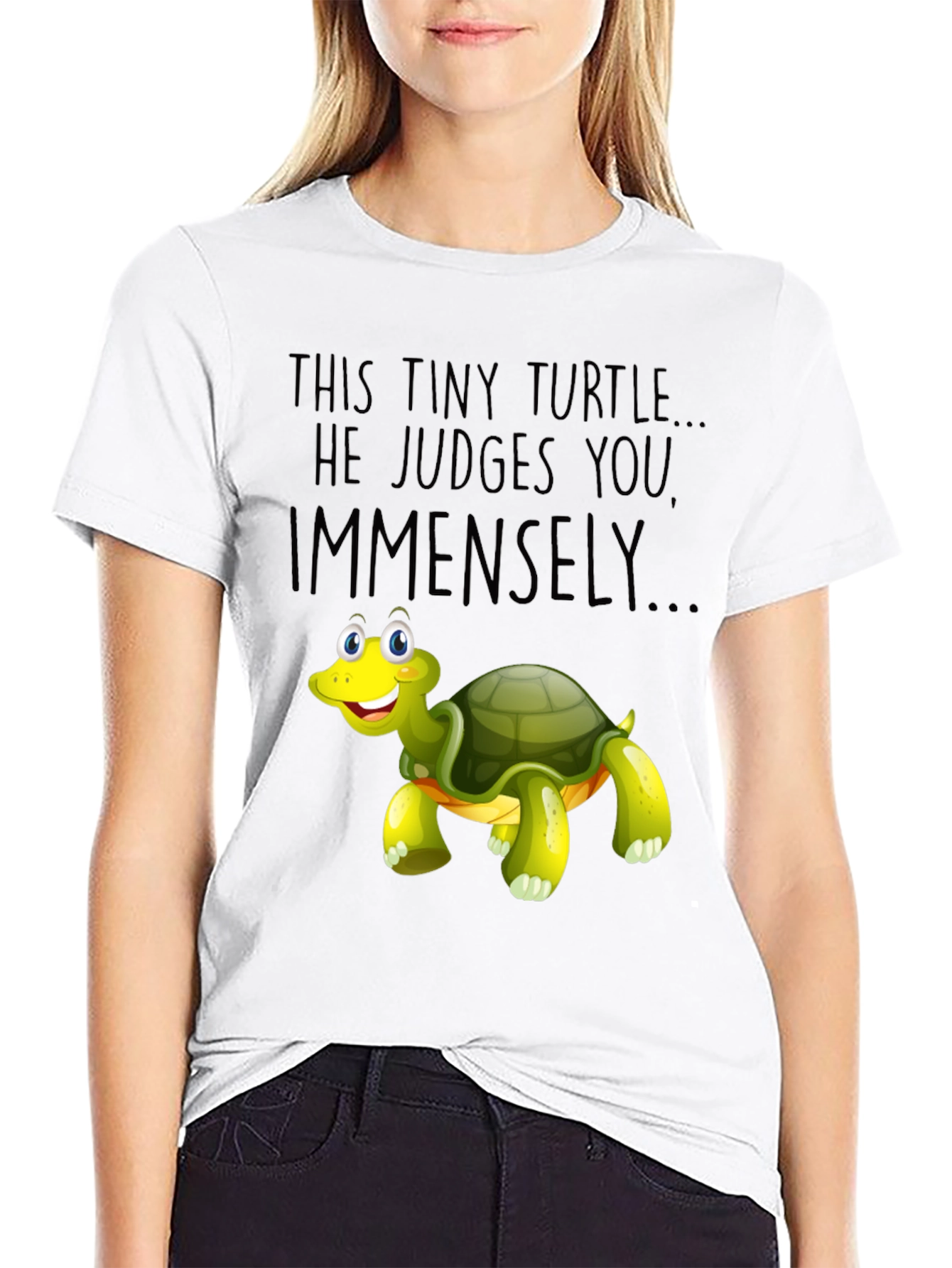 Black Tiny Turtle Judge Graphic T-Shirt view 9