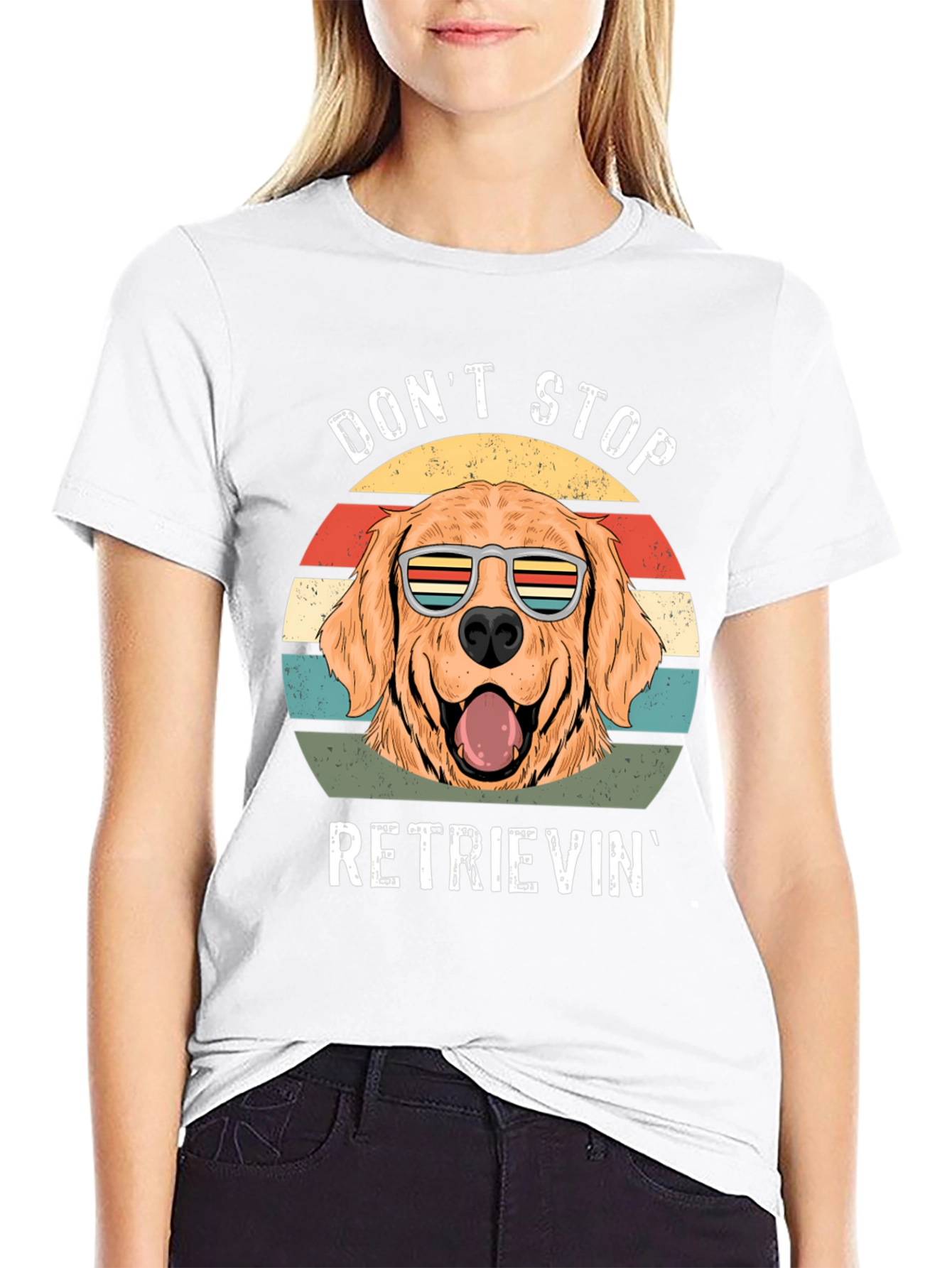 Black Don't Stop Retrieving Golden Retriever T-Shirt view 9