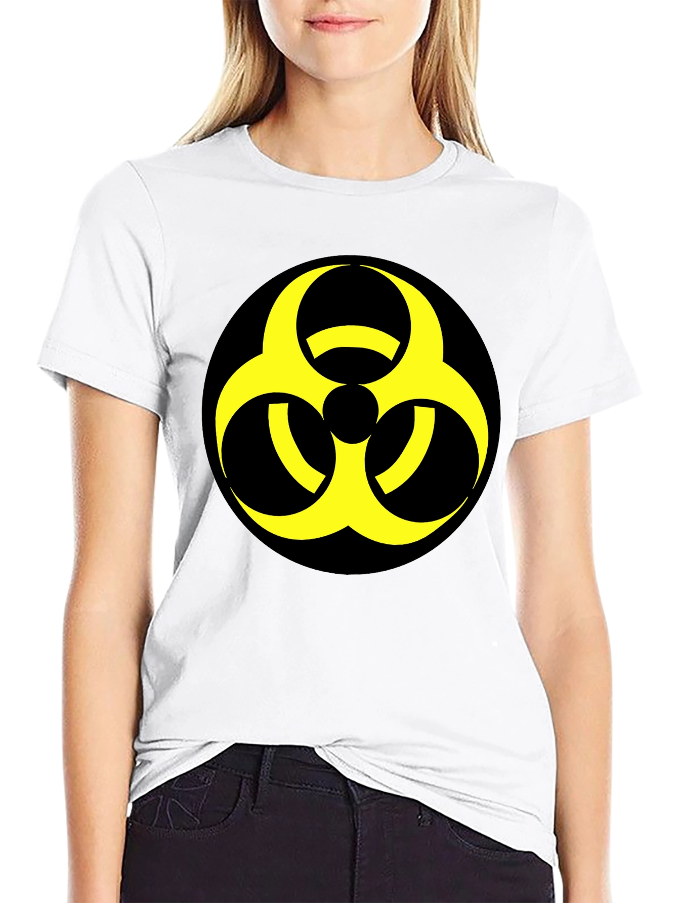 Black Biohazard Symbol Graphic Tee - Bold & Unique view 9