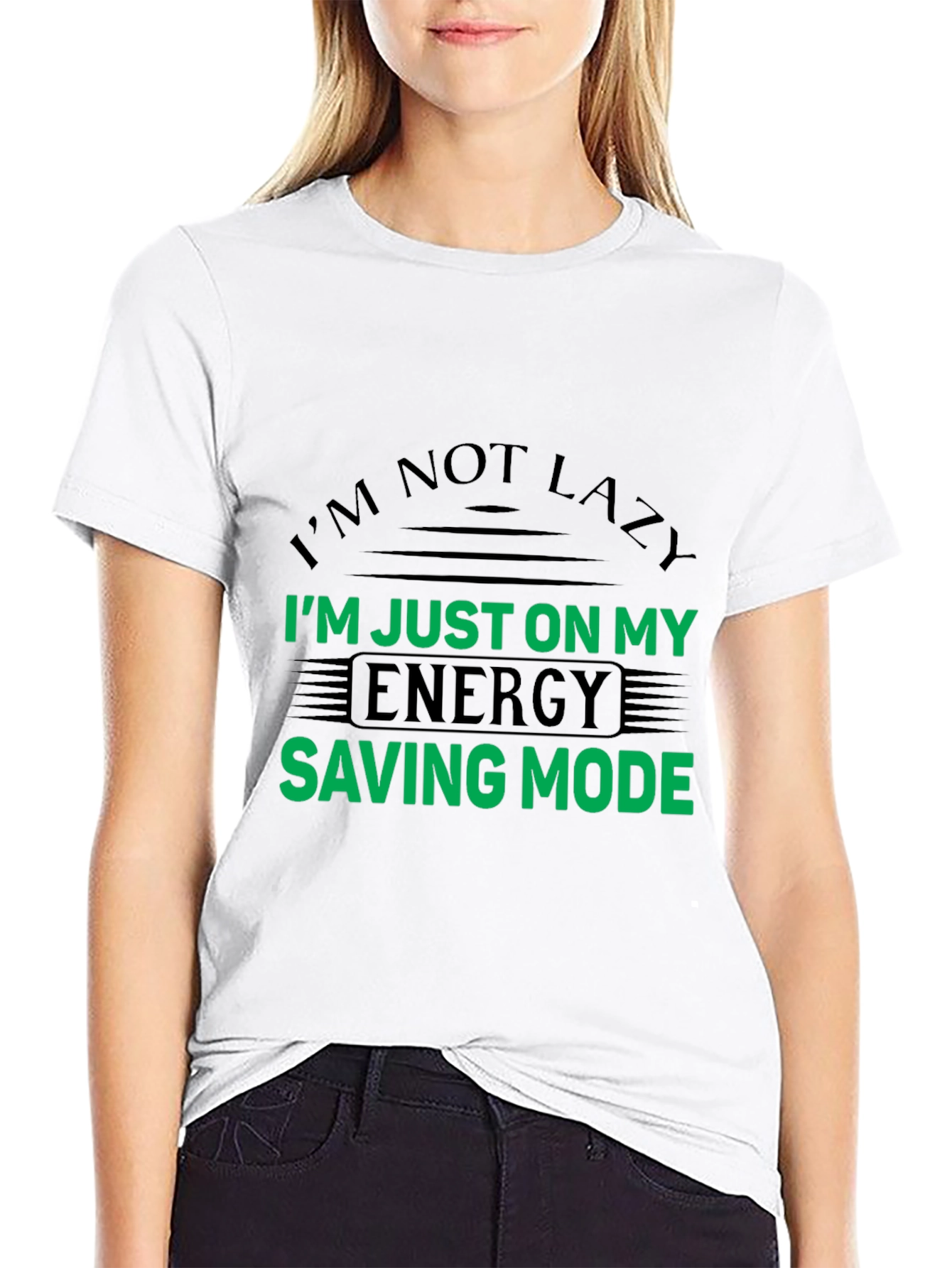 Black Energy Saving Mode Funny T-Shirt view 9