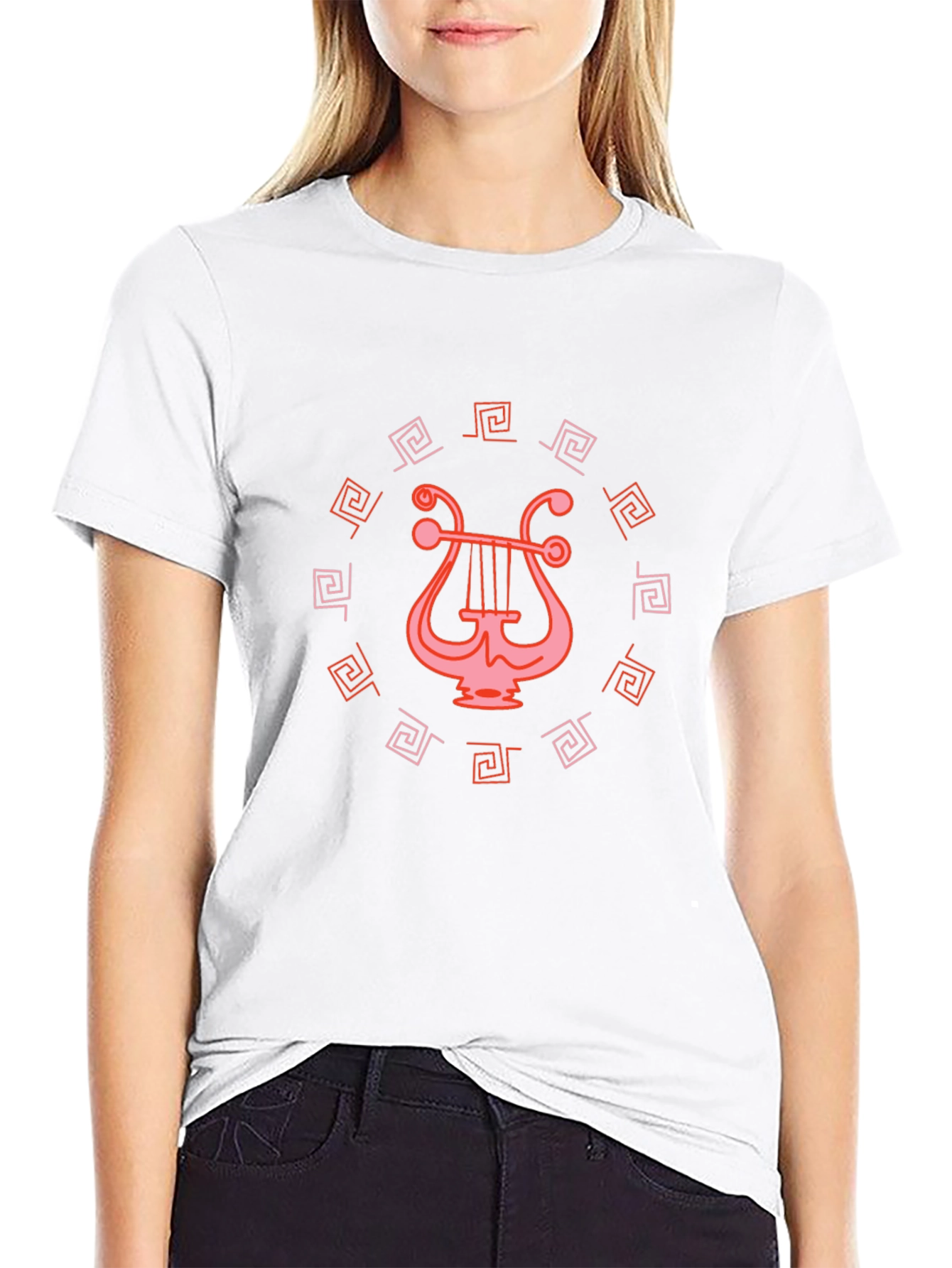 Black Lyre Graphic Tee - Unique Circle Design view 9