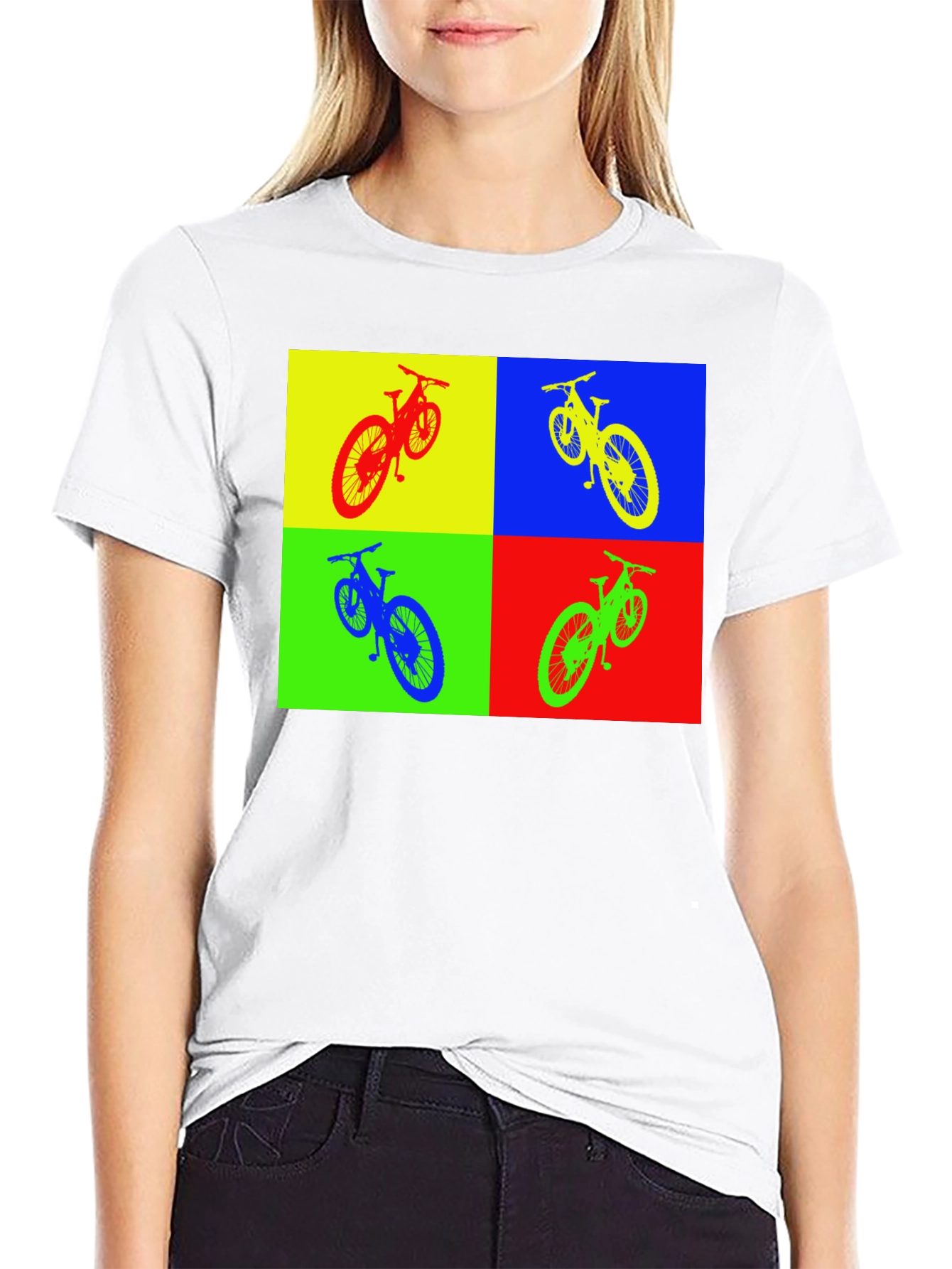 Black Pop Art Bike T-Shirt - Colorful Cycling Tee view 9