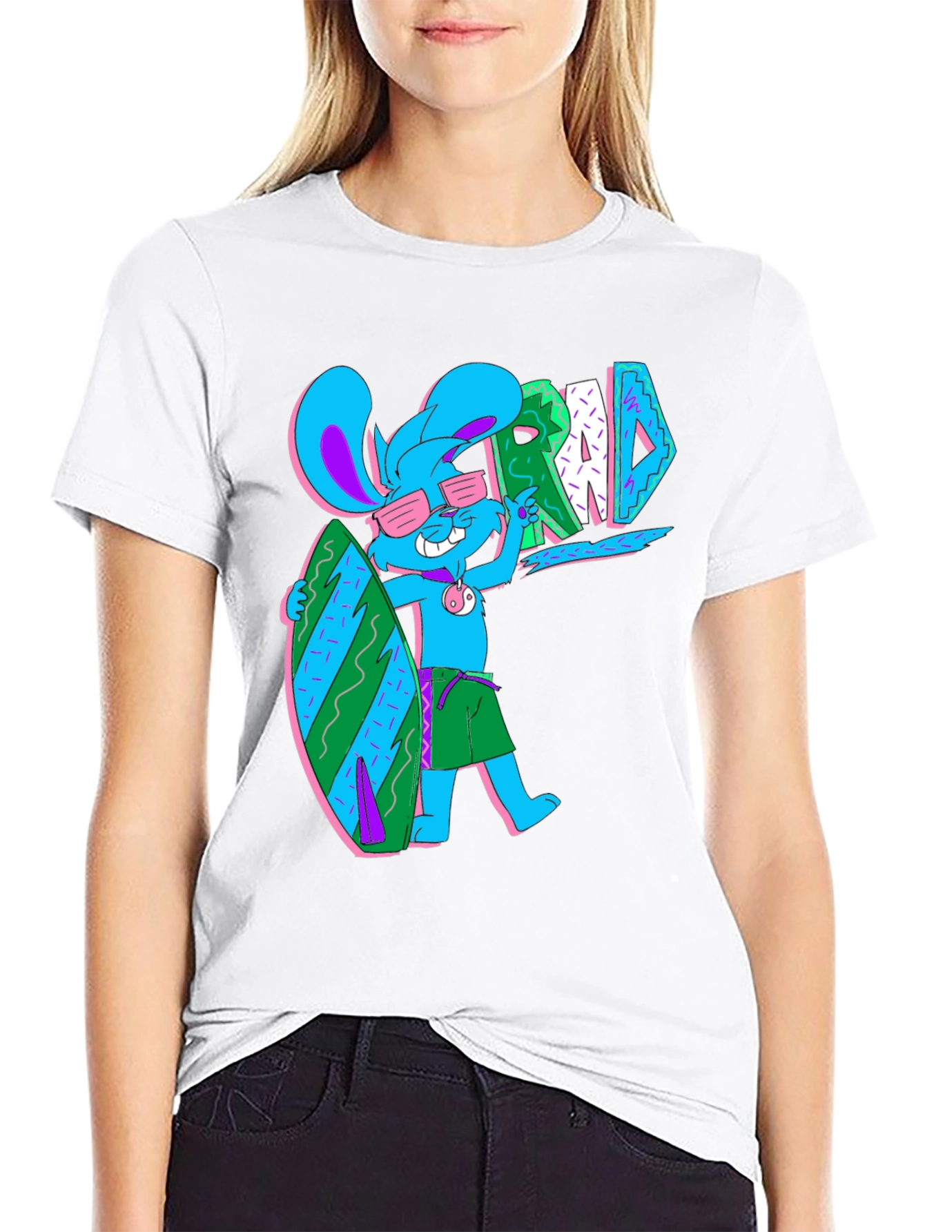 Black Surf Bunny T-Shirt - Rad Summer Vibes view 9