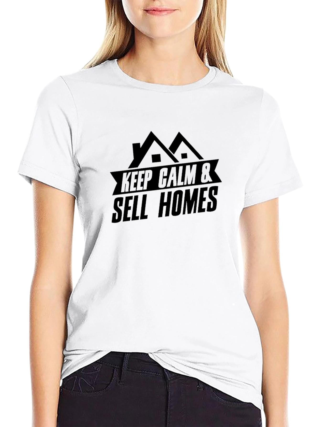 Black Keep Calm & Sell Homes T-Shirt view 9